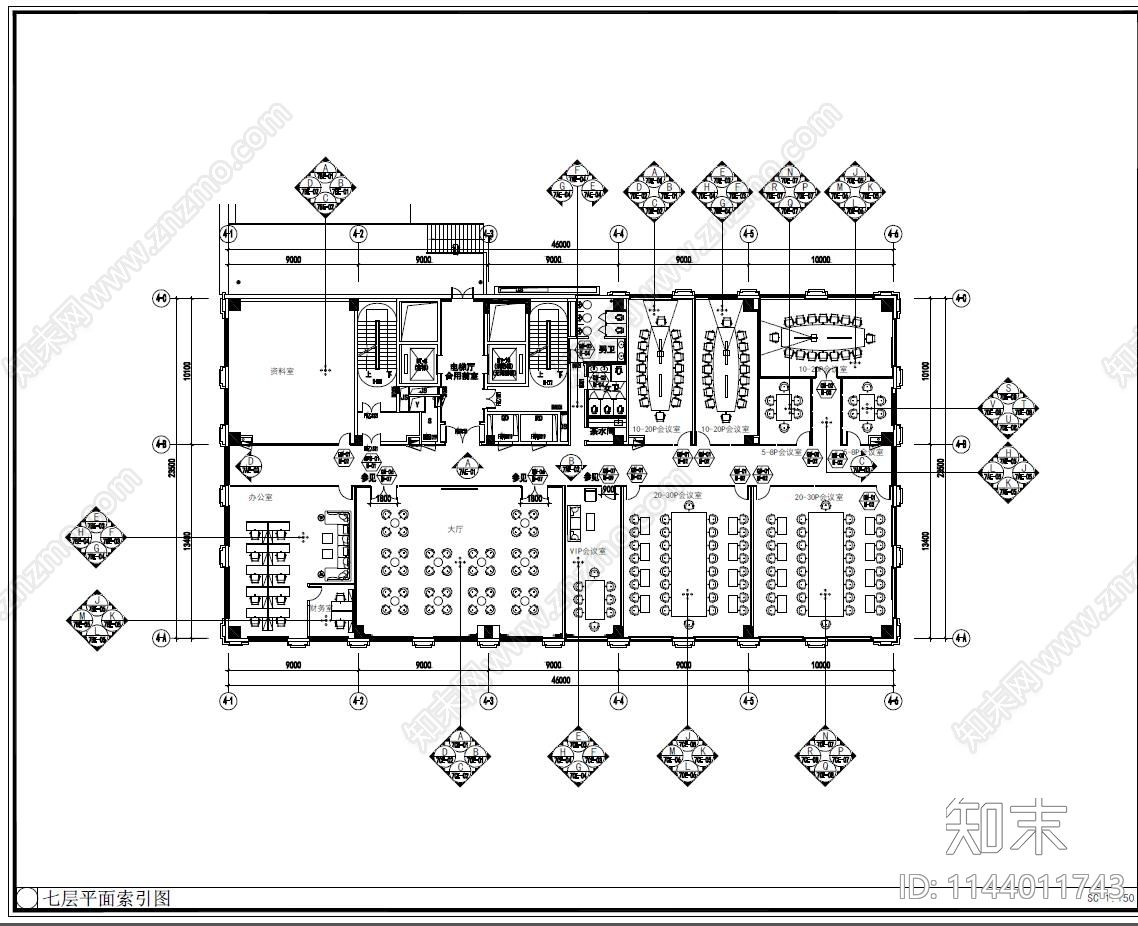 筠城办公区室内装饰cad施工图下载【ID:1144011743】