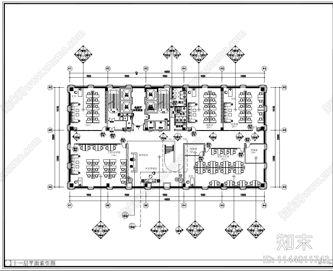 筠城办公区室内装饰cad施工图下载【ID:1144011743】