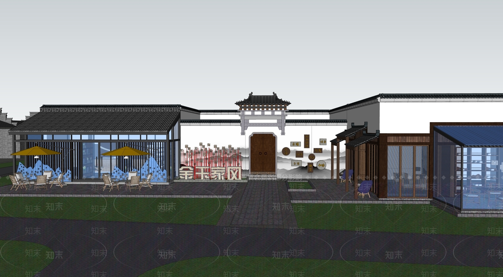 新中式民居宅院SU模型下载【ID:1144020930】