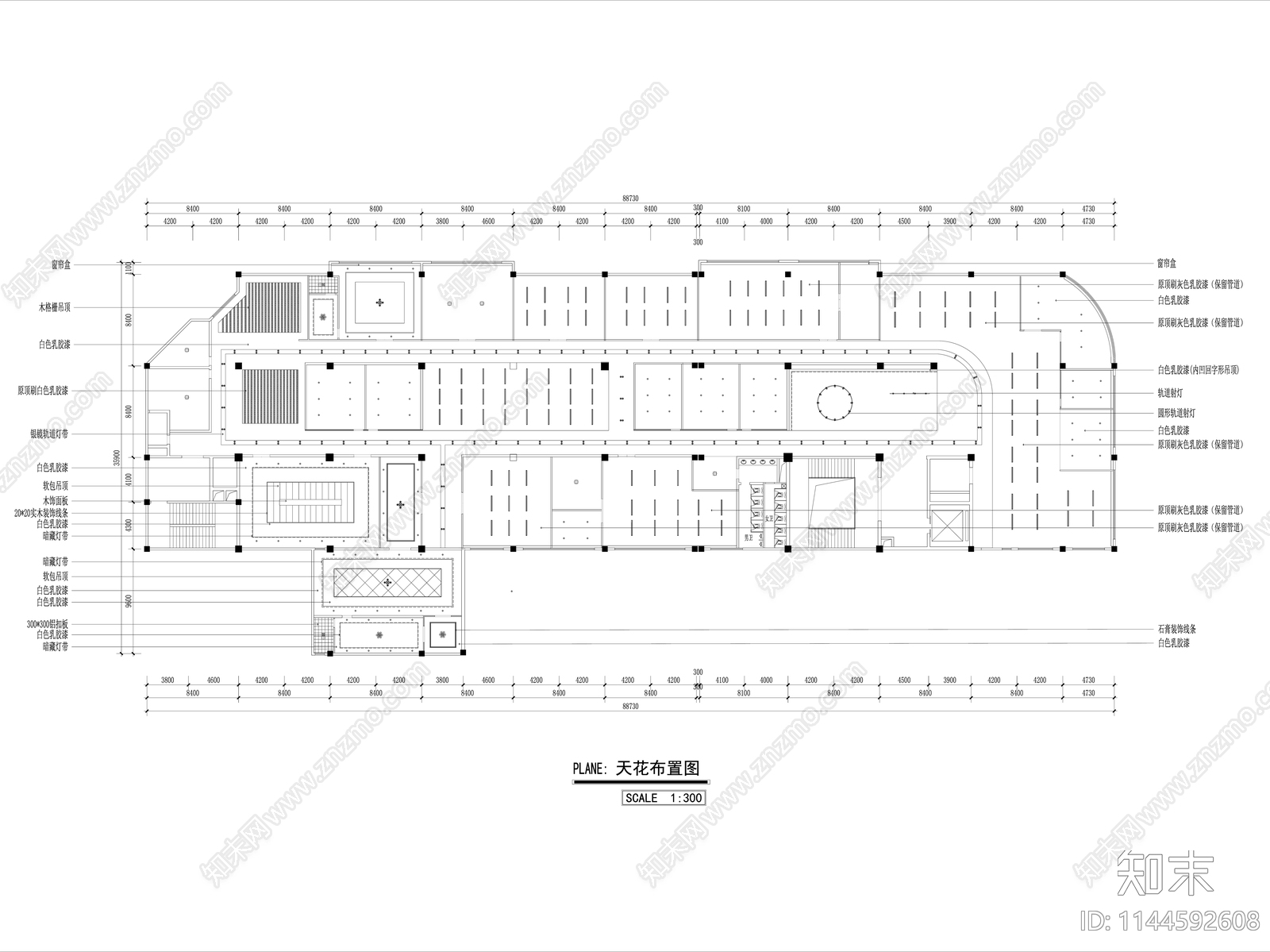 2000㎡办公室平面系统cad施工图下载【ID:1144592608】