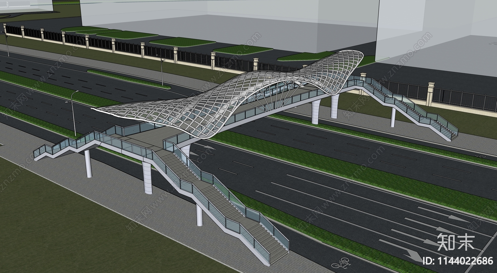 现代人行天桥SU模型下载【ID:1144022686】