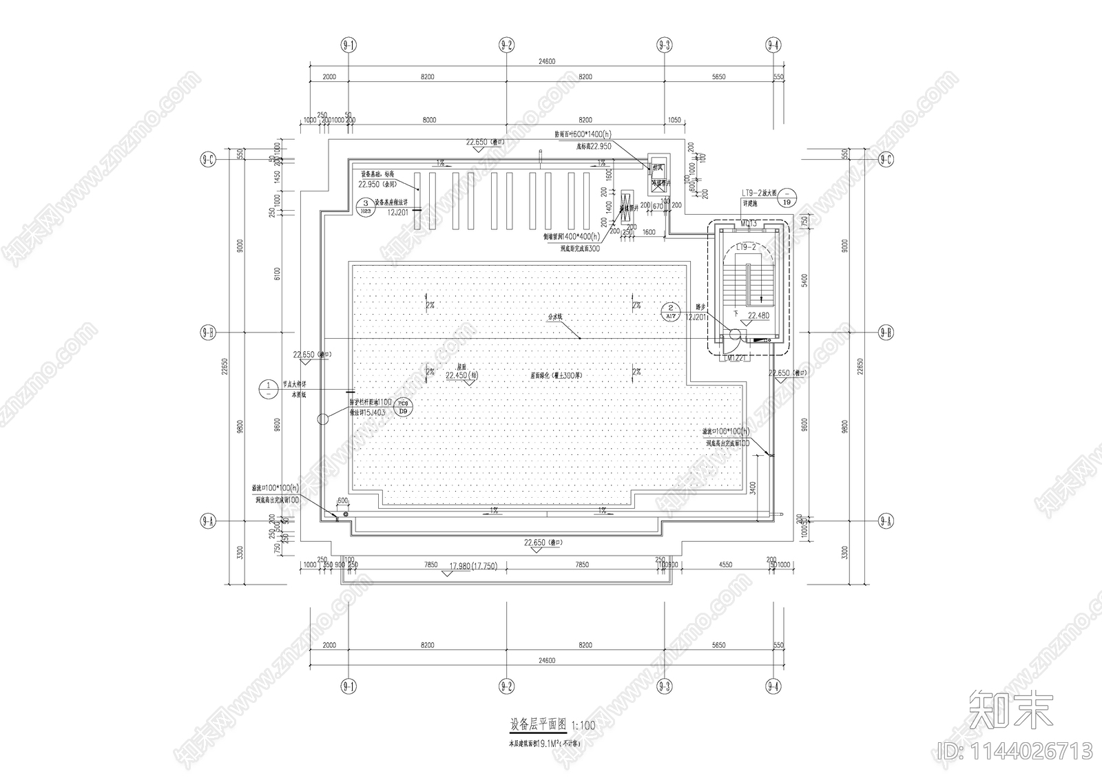 现代多层产业园办公楼建筑cad施工图下载【ID:1144026713】