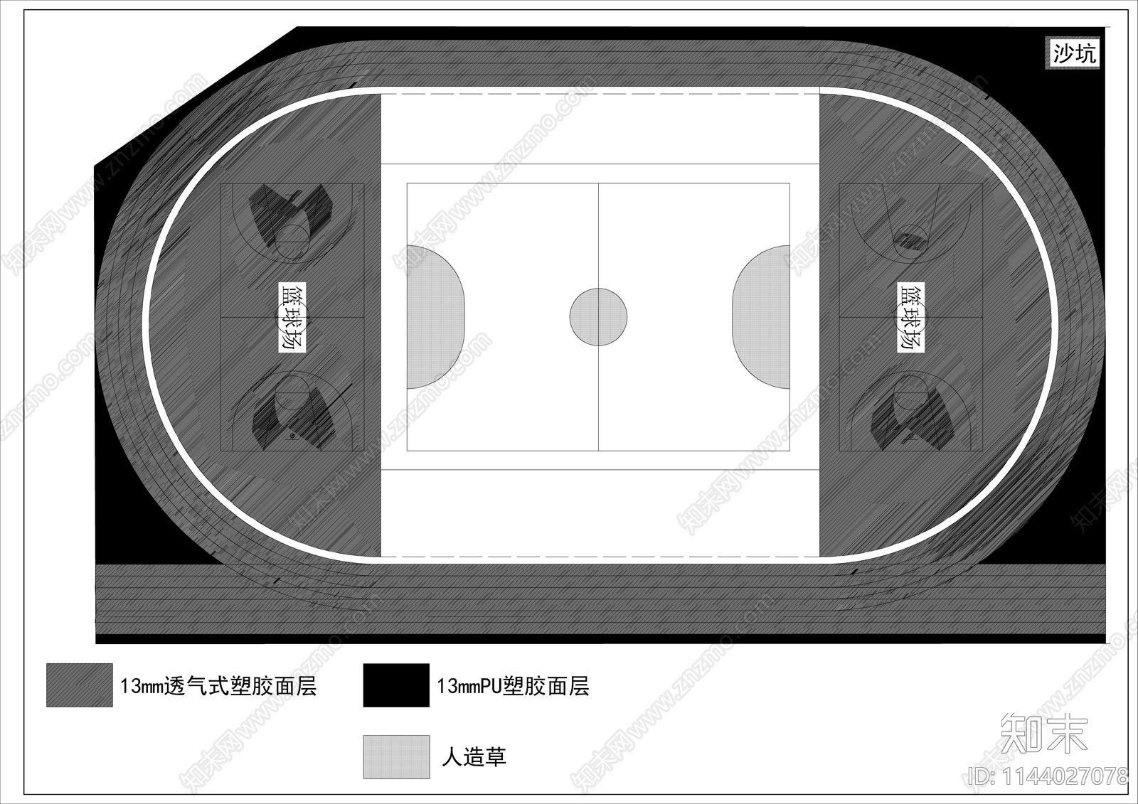 某学校塑胶跑道施工图下载【ID:1144027078】