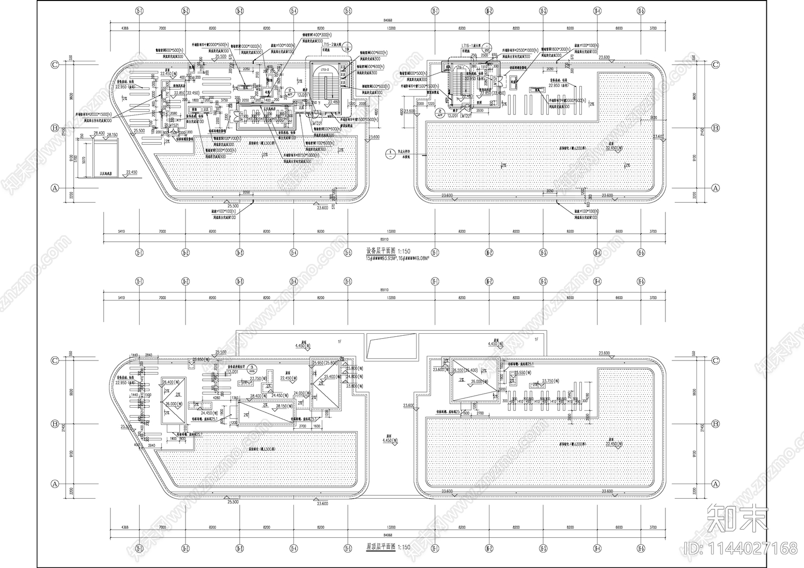 现代多层产业园办公楼建筑cad施工图下载【ID:1144027168】