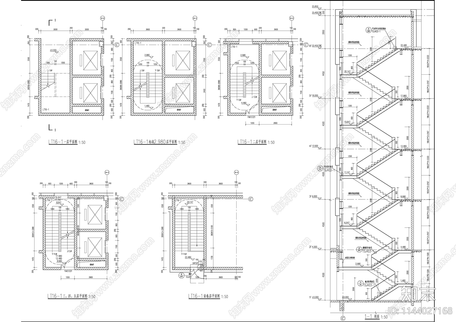 现代多层产业园办公楼建筑cad施工图下载【ID:1144027168】