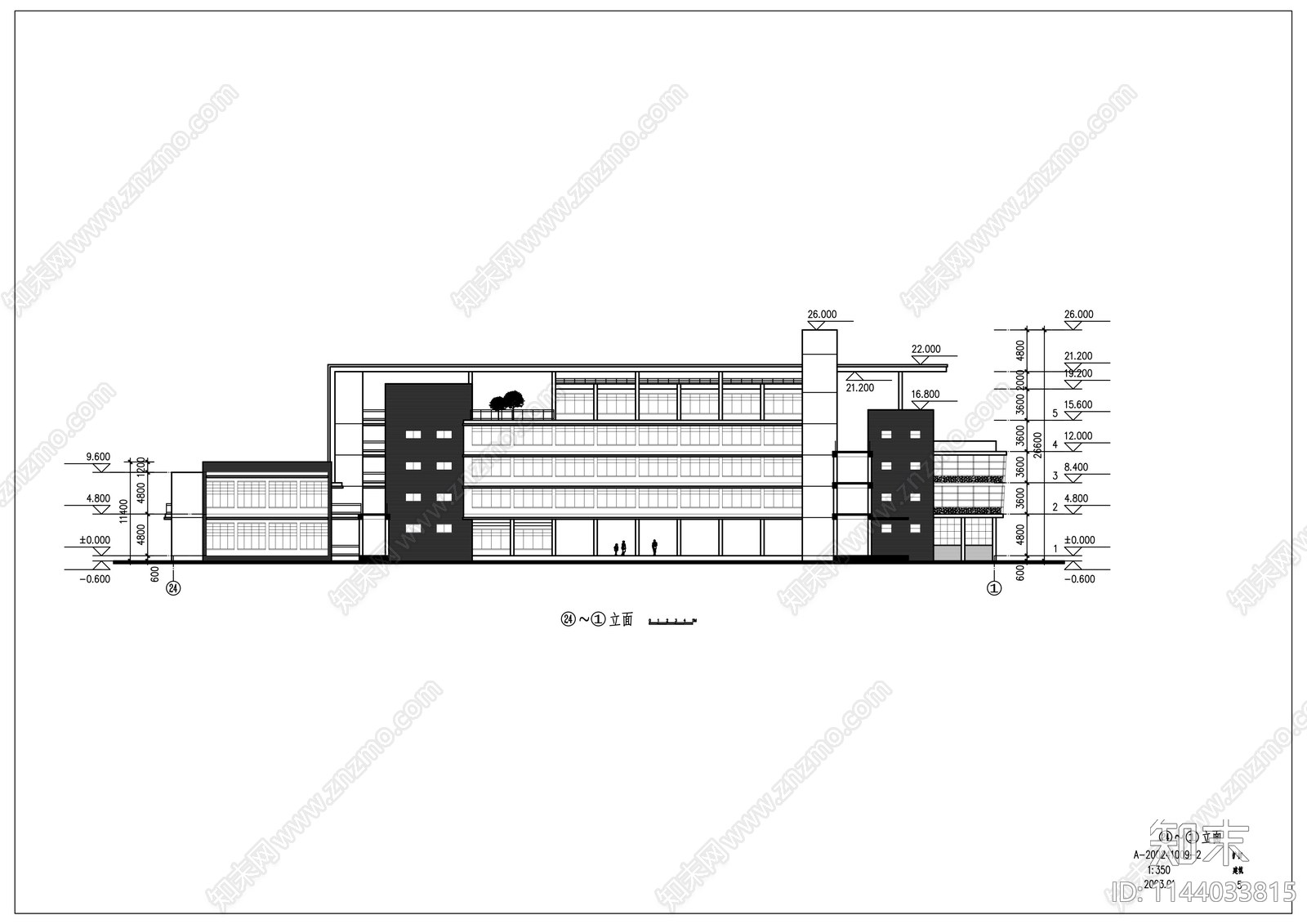 教学楼建筑cad施工图下载【ID:1144033815】