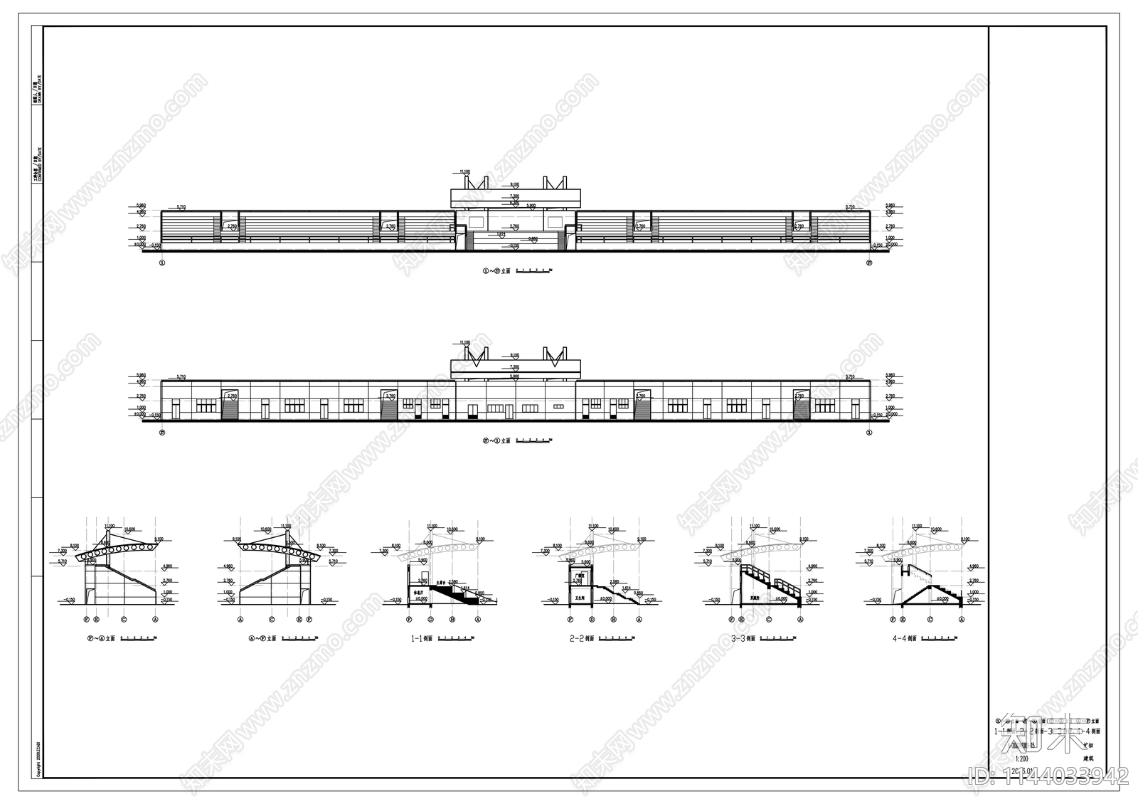 足球场看台建筑cad施工图下载【ID:1144033942】