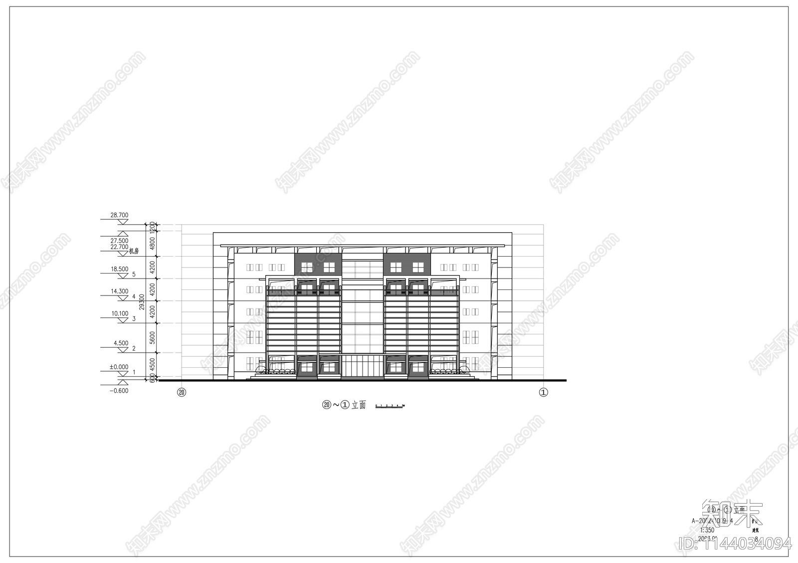 图书馆建筑cad施工图下载【ID:1144034094】