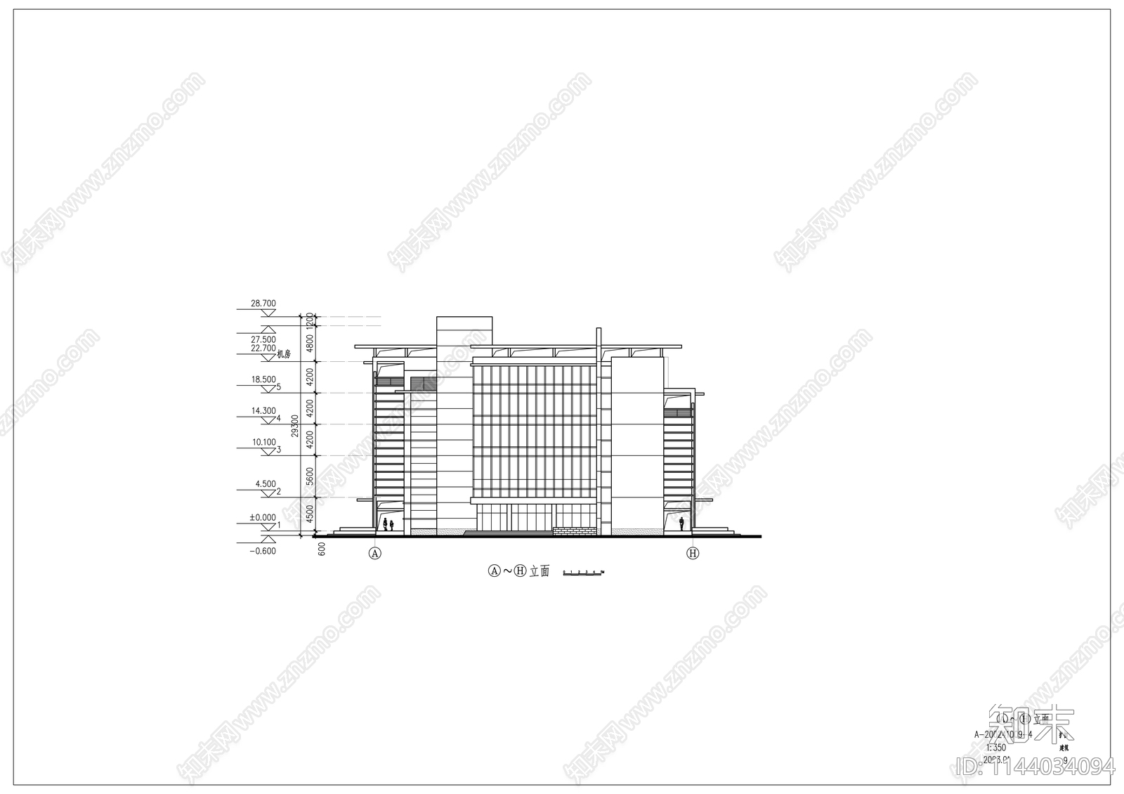 图书馆建筑cad施工图下载【ID:1144034094】