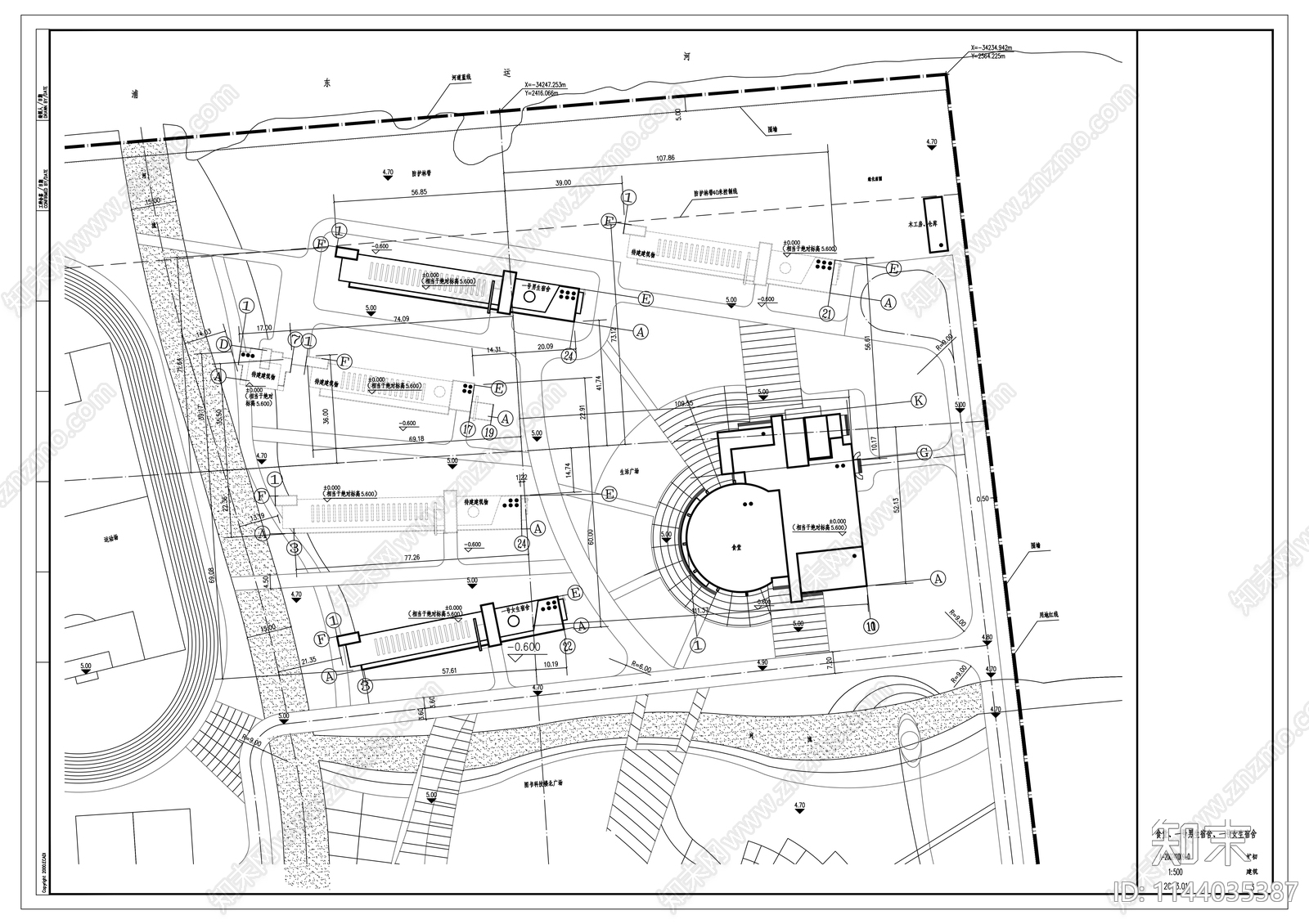 中学建筑cad施工图下载【ID:1144035387】