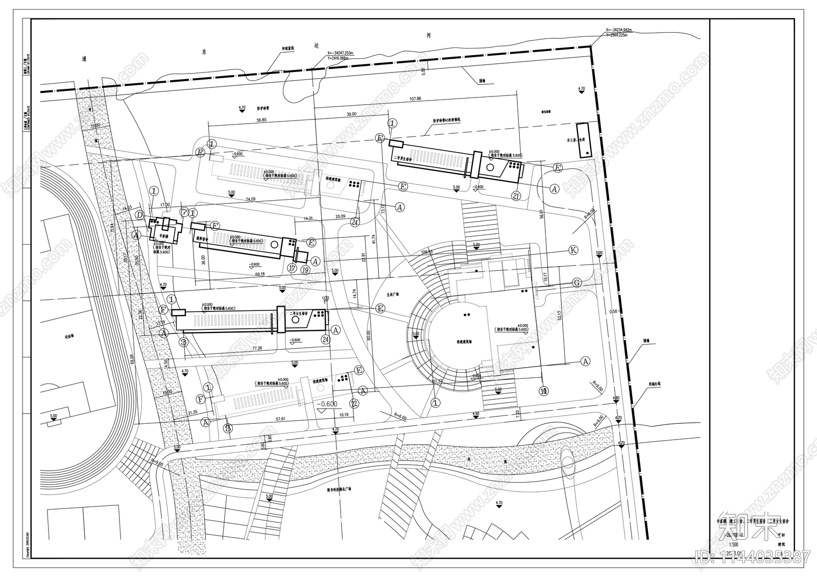 中学建筑cad施工图下载【ID:1144035387】