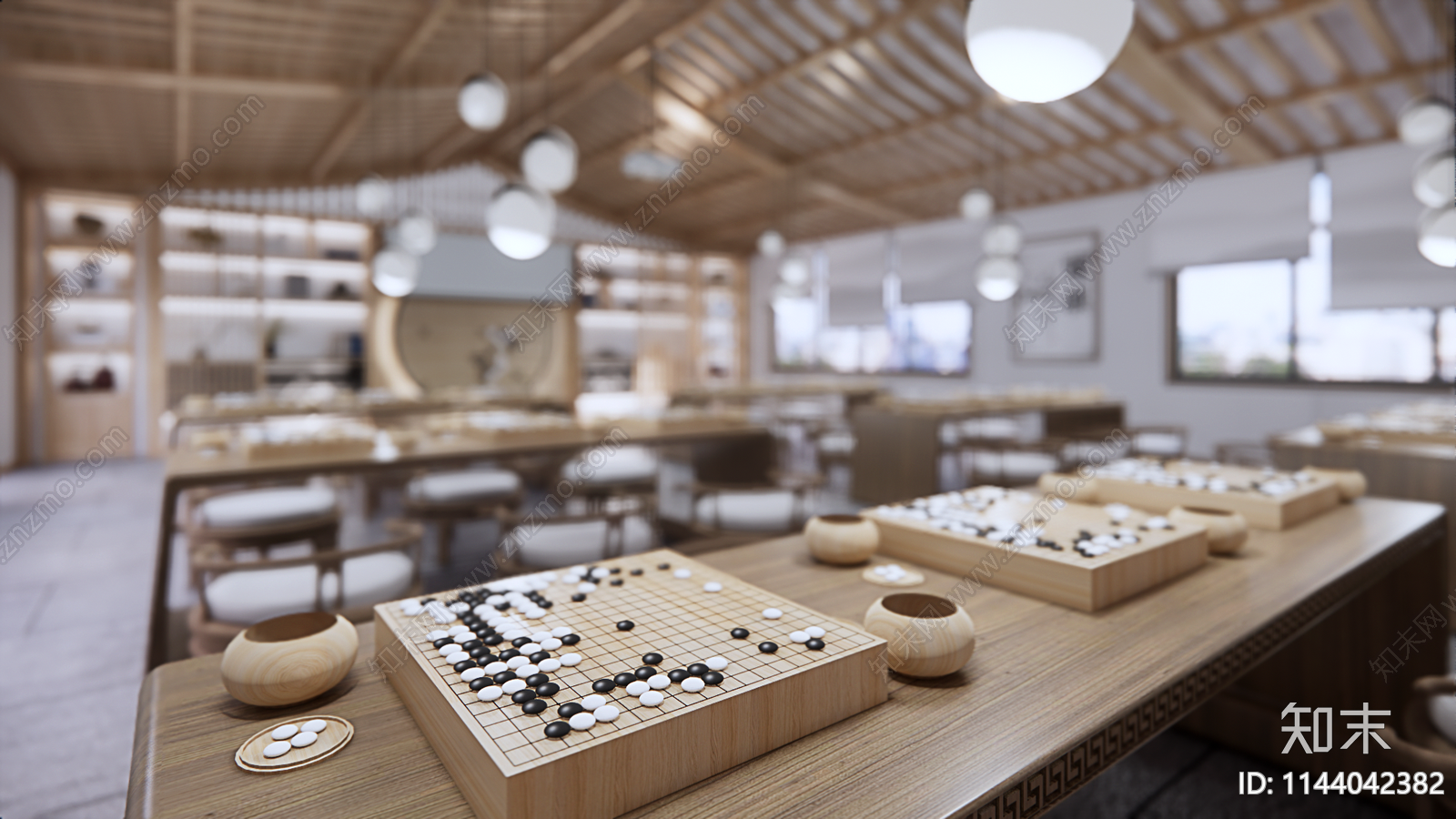 新中式围棋教室SU模型下载【ID:1144042382】