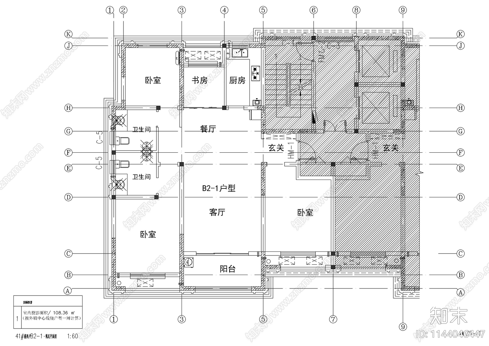 大平层室内装修cad施工图下载【ID:1144046447】