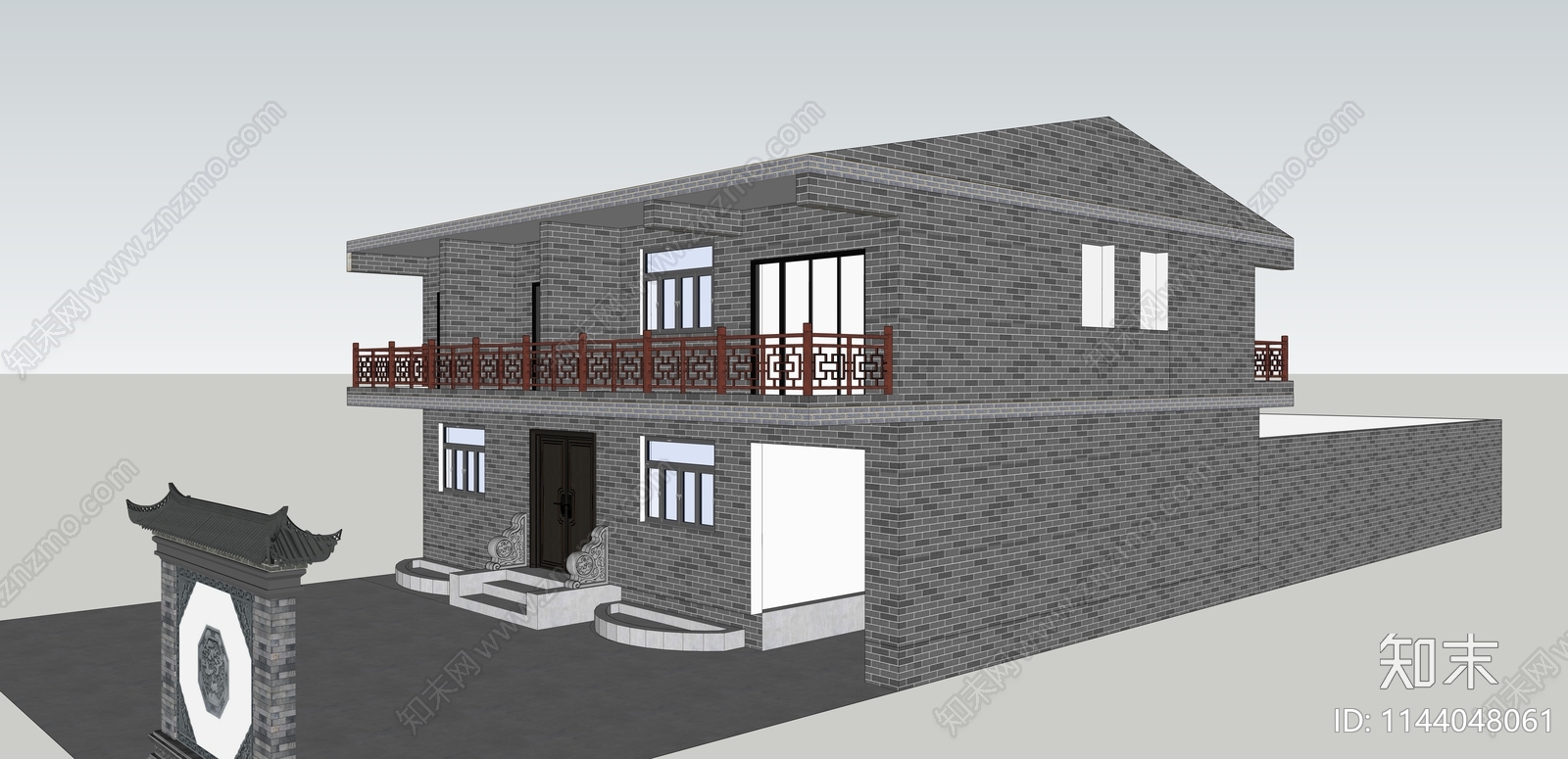 新中式乡村民房SU模型下载【ID:1144048061】