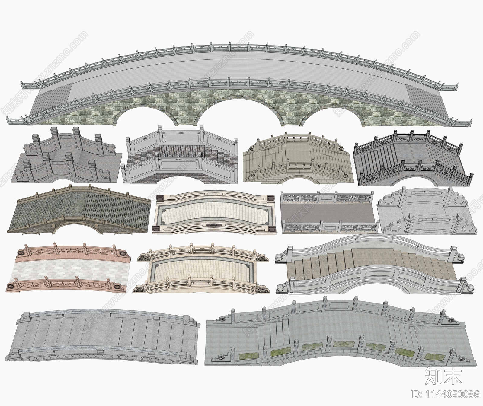 中式石拱桥SU模型下载【ID:1144050036】