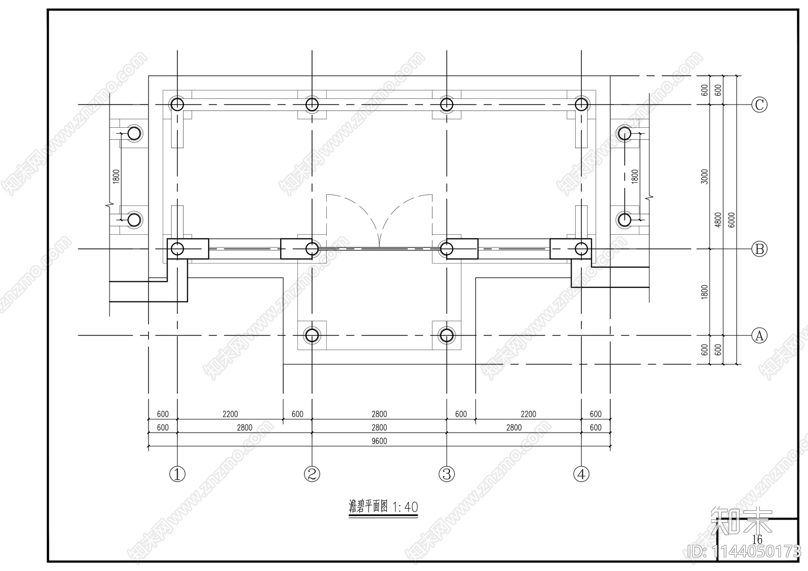 旃檀寺古建筑cad施工图下载【ID:1144050173】