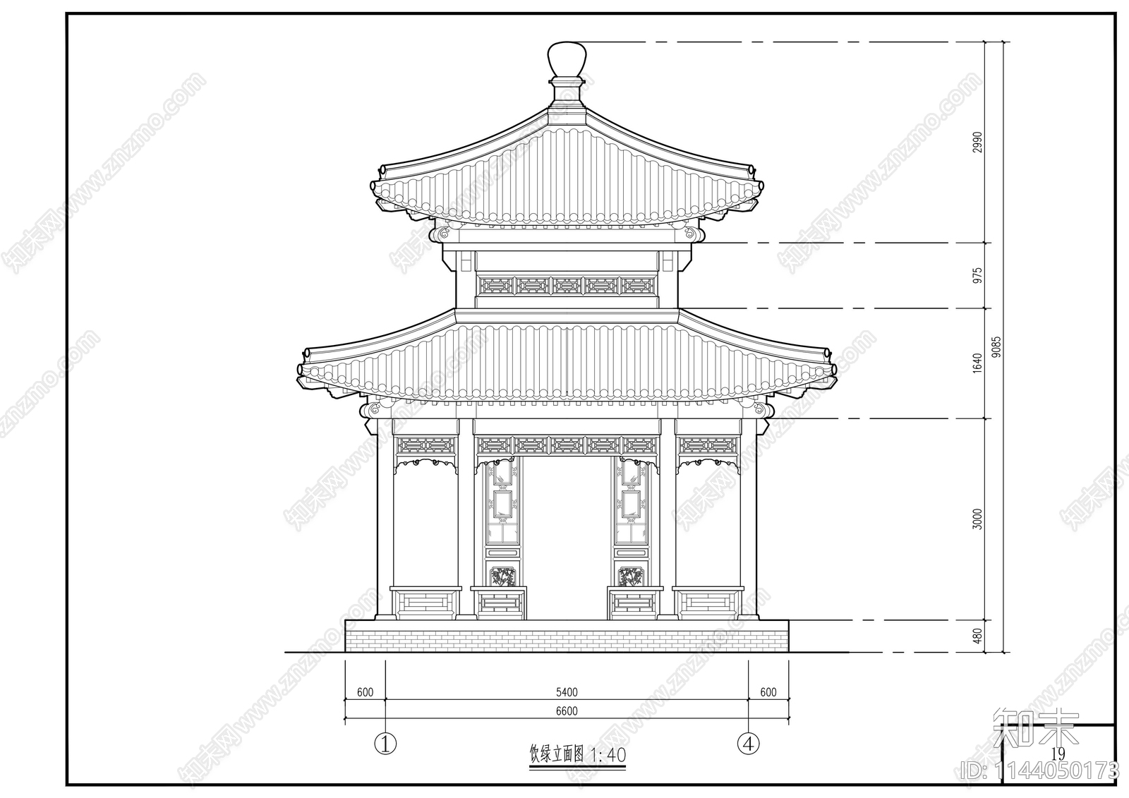 旃檀寺古建筑cad施工图下载【ID:1144050173】