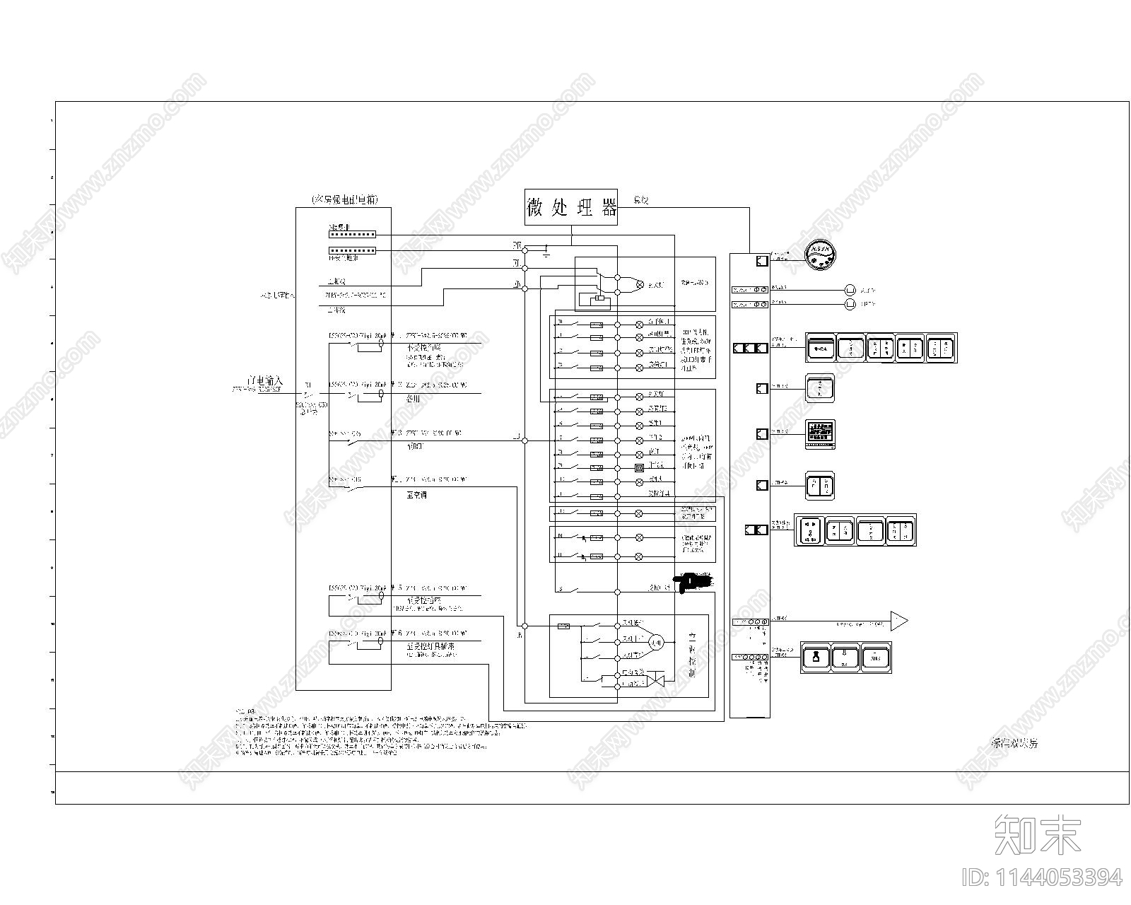 旅店标准客房配电系统cad施工图下载【ID:1144053394】