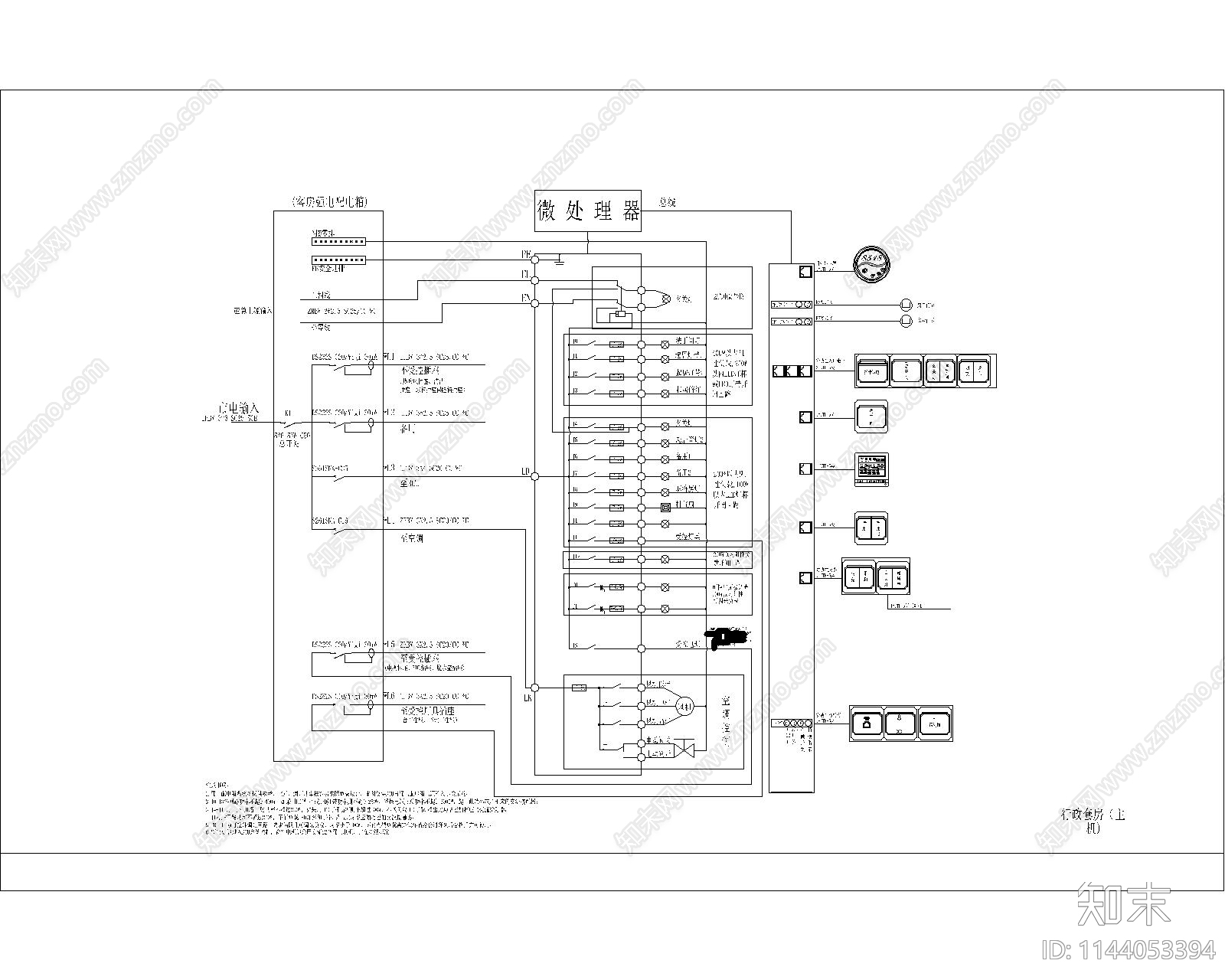 旅店标准客房配电系统cad施工图下载【ID:1144053394】