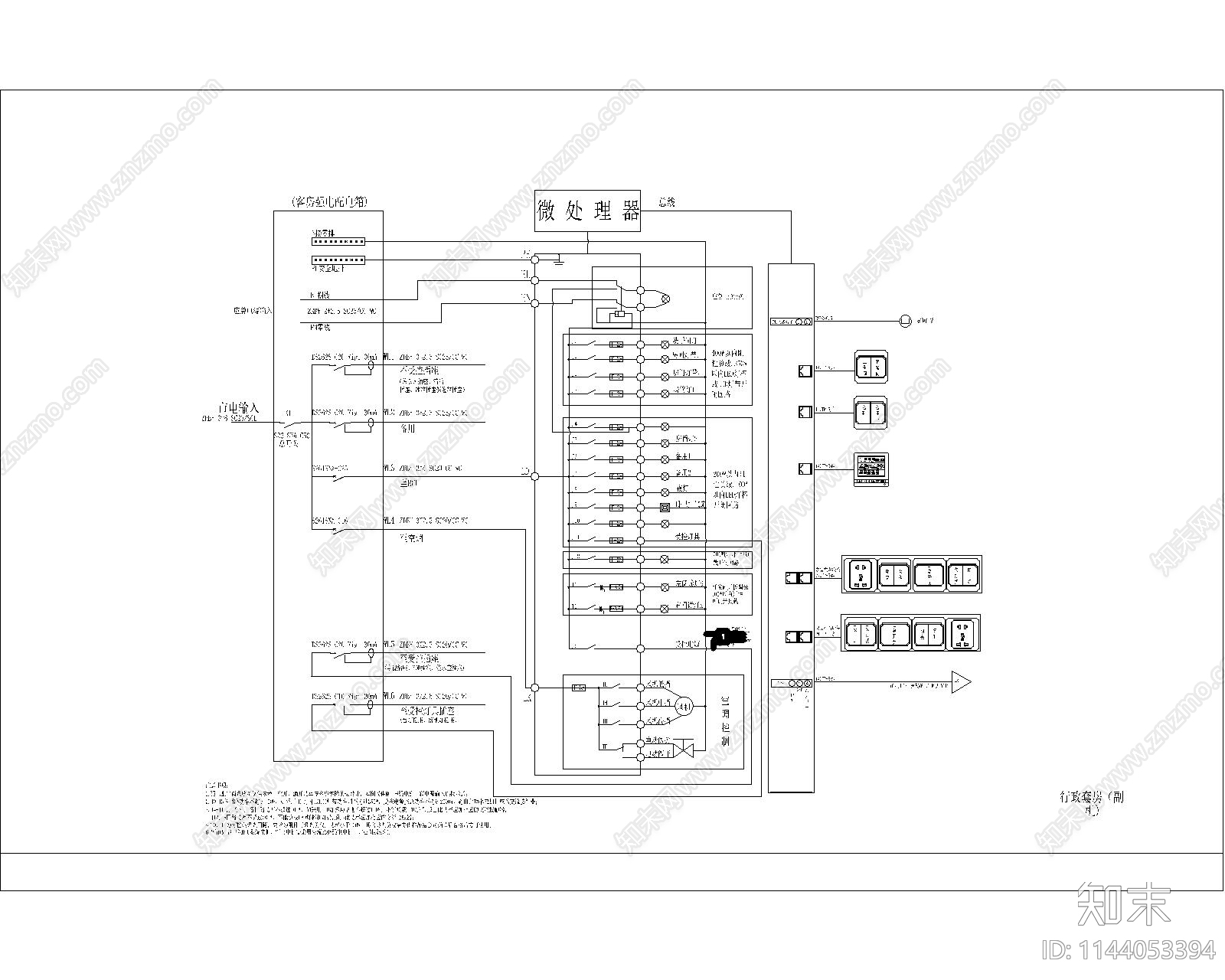 旅店标准客房配电系统cad施工图下载【ID:1144053394】