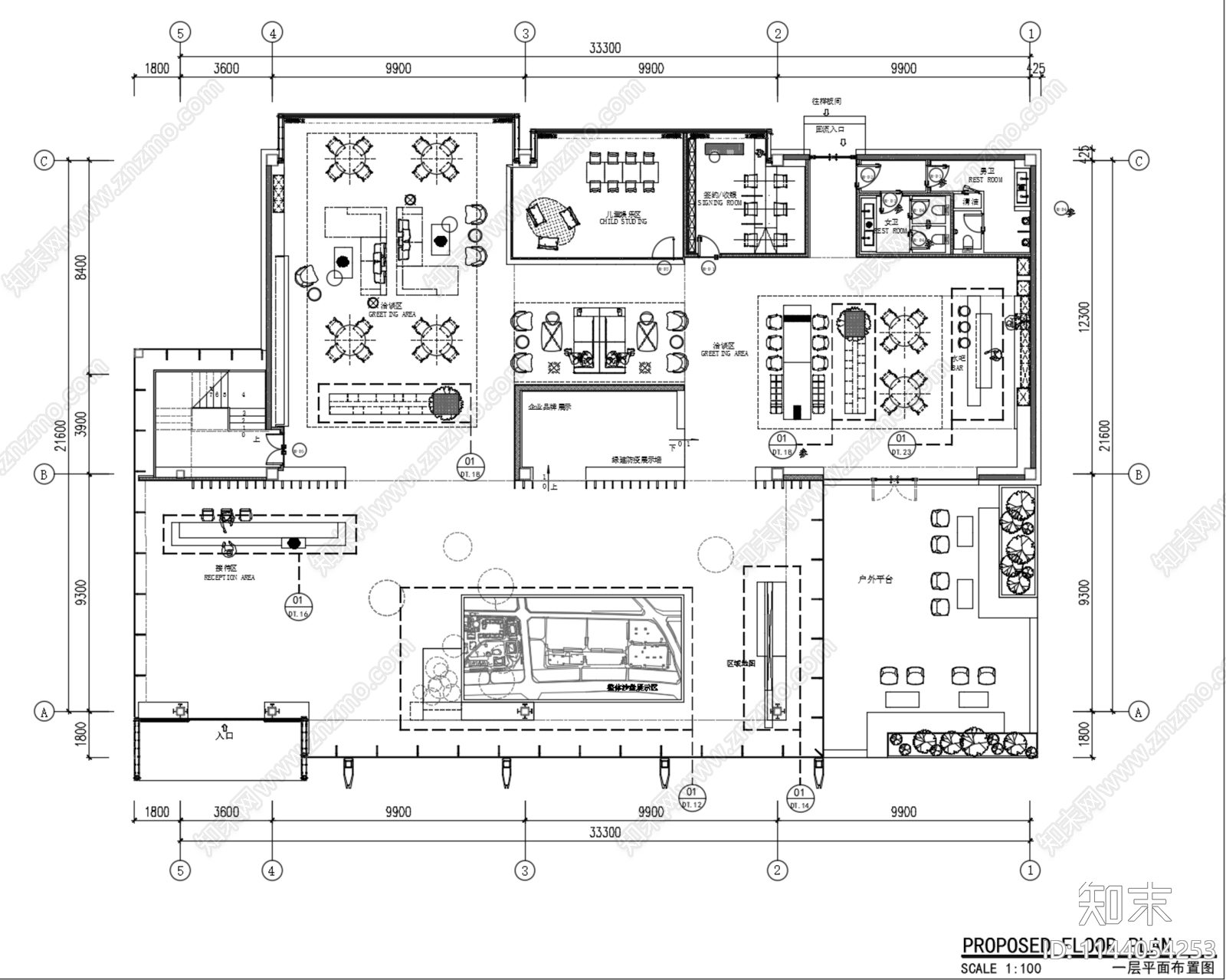 丹健国际成都枫丹铂麓售楼部室内cad施工图下载【ID:1144054253】