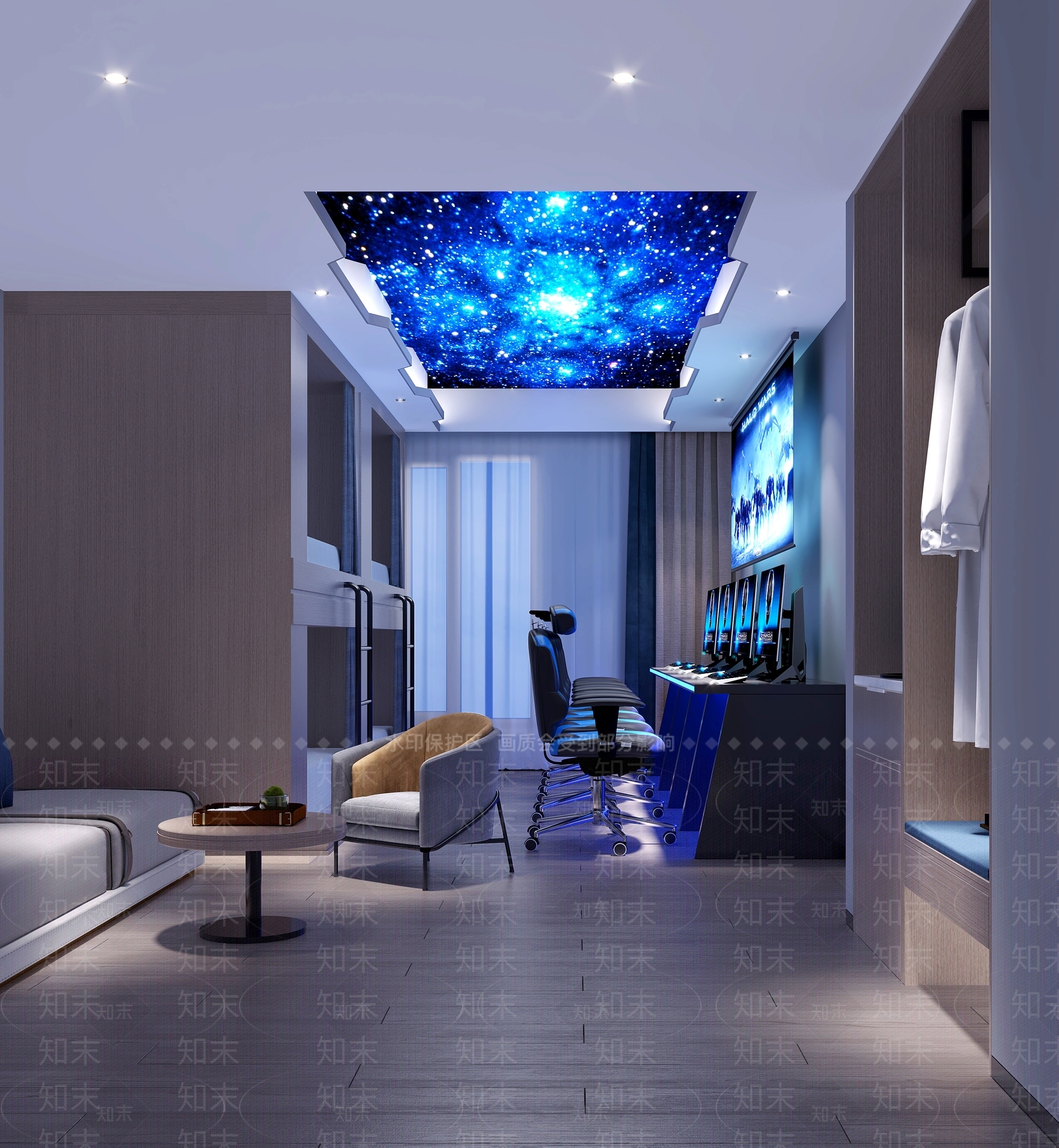 现代酒店电竞房3D模型下载【ID:1149220060】