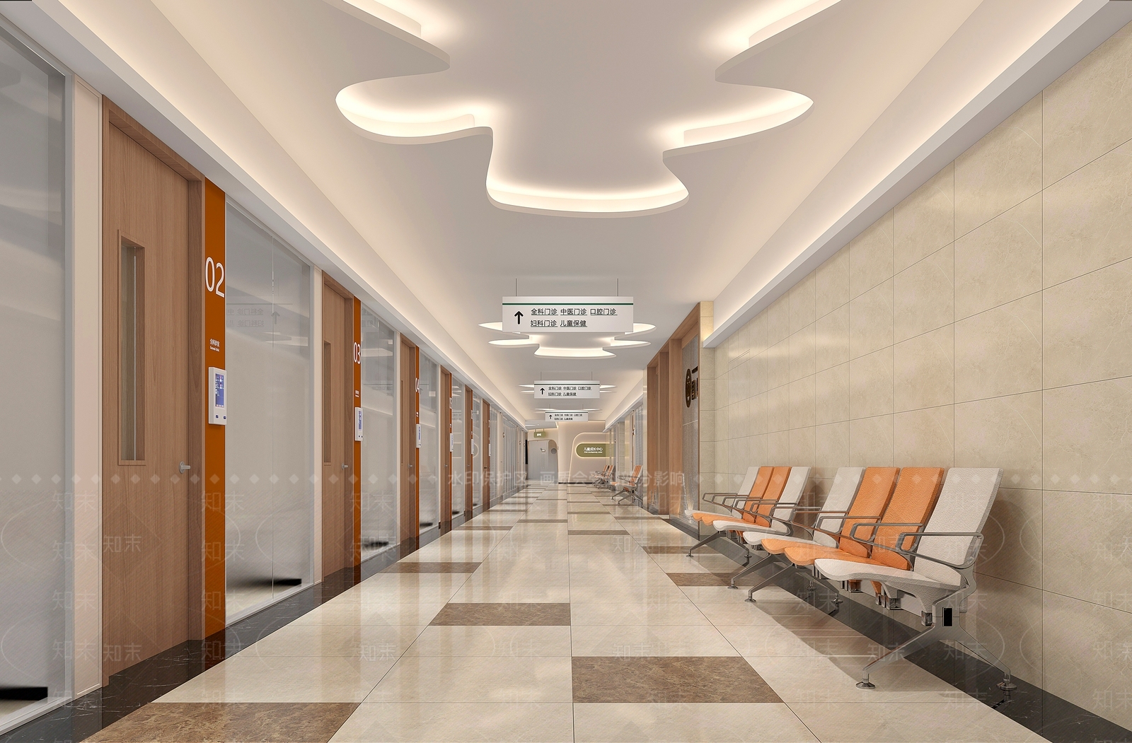 现代医院走廊3D模型下载【ID:1144056173】
