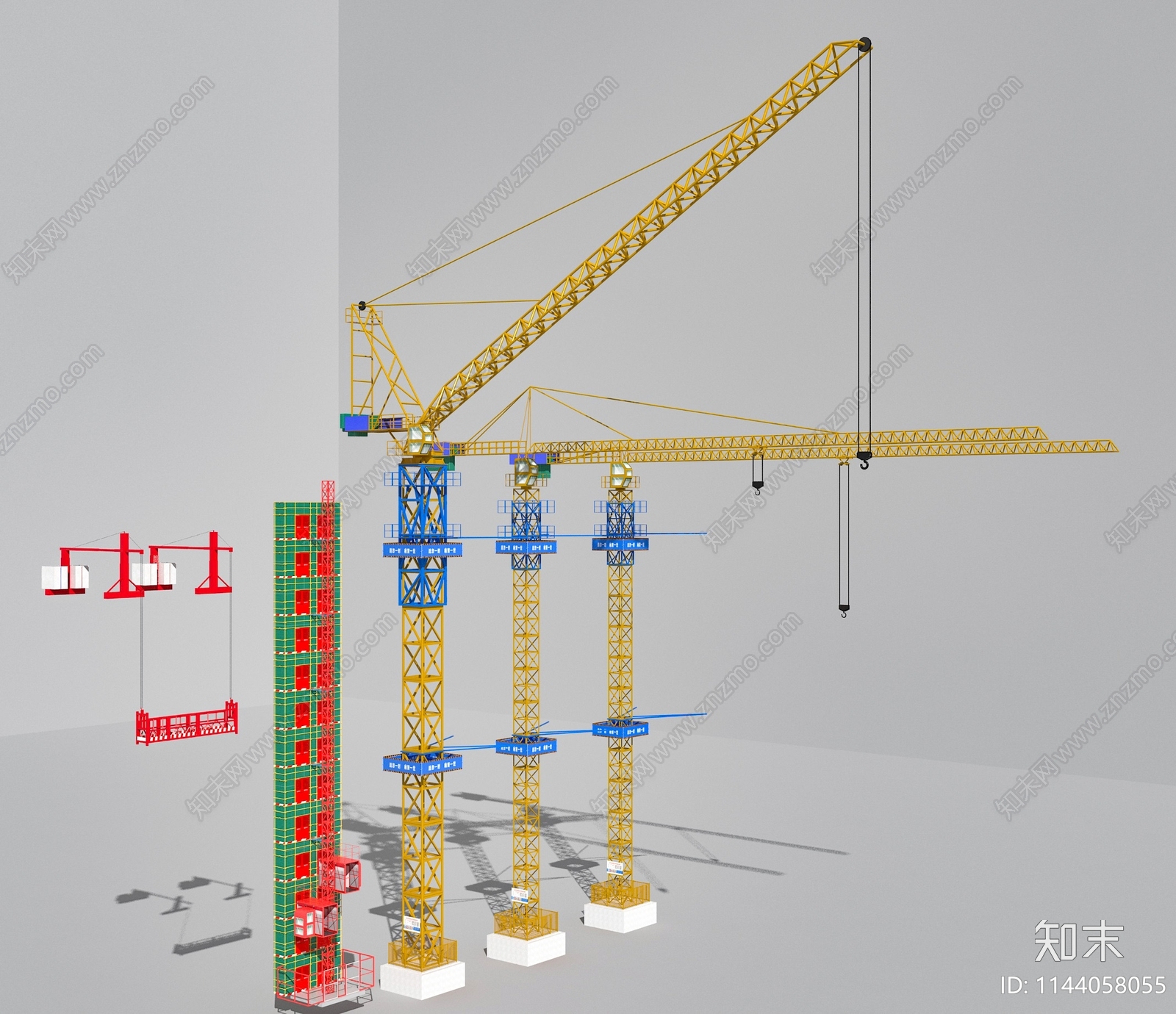 工地平顶塔吊SU模型下载【ID:1144058055】