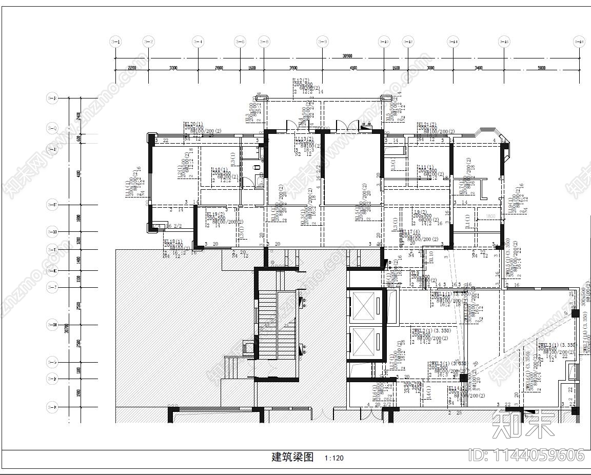 物业办公室室内装修cad施工图下载【ID:1144059606】