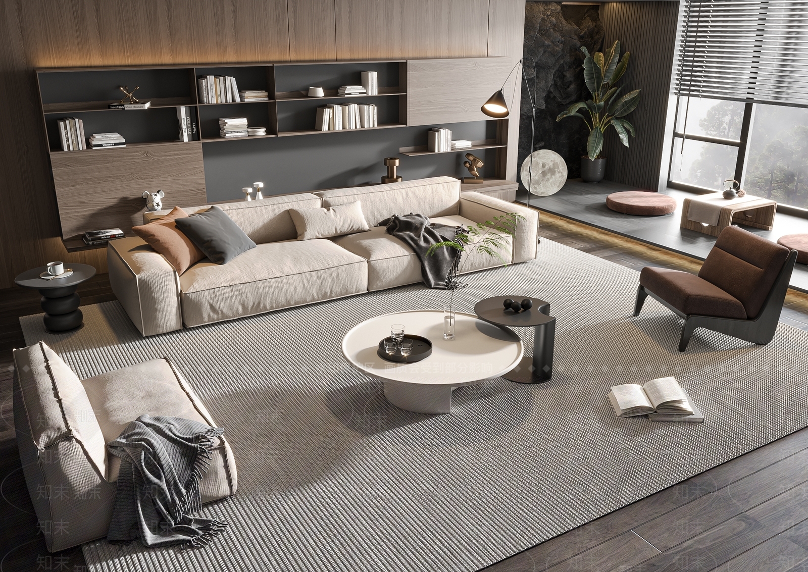 现代沙发茶几组合3D模型下载【ID:1144059780】