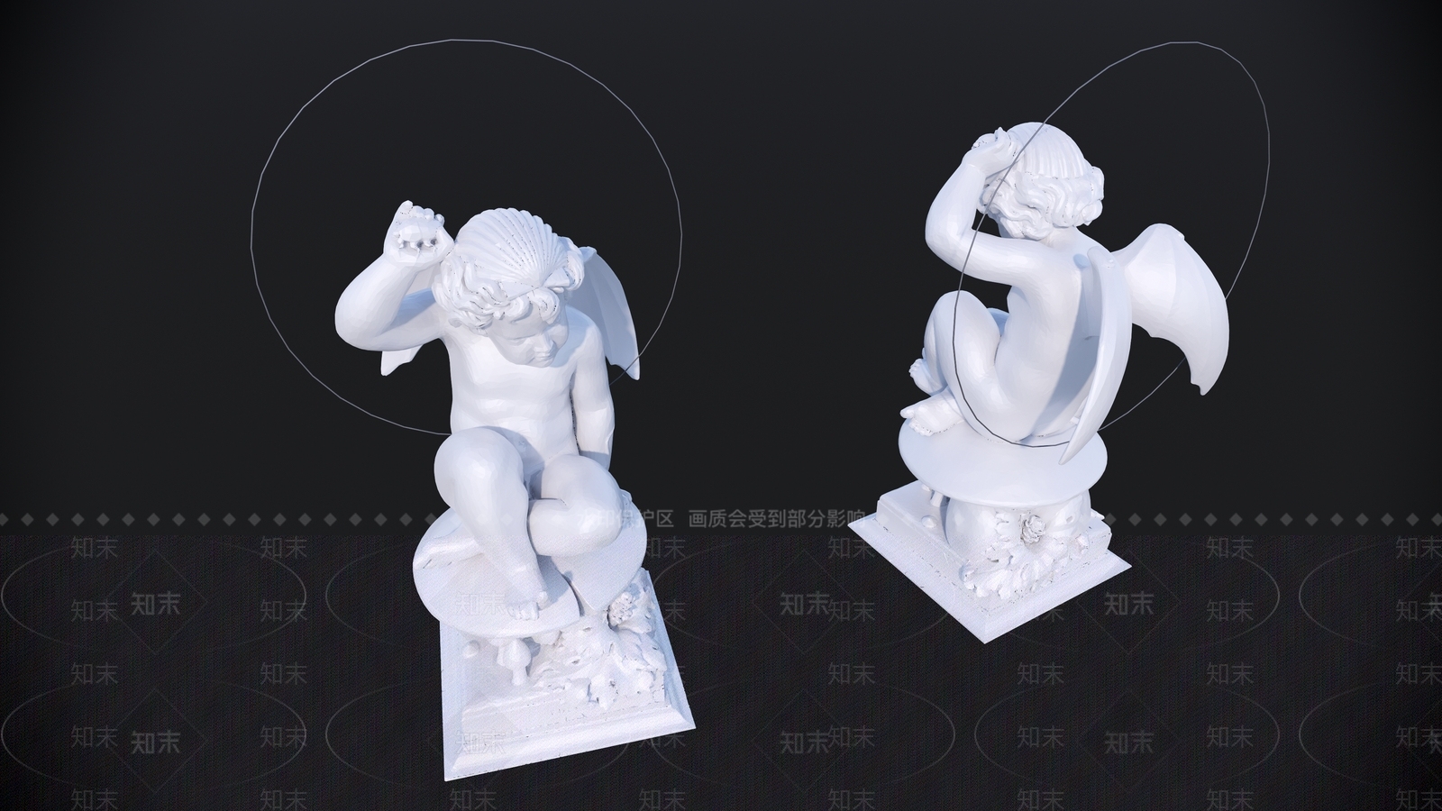 欧式天使坐姿雕塑SU模型下载【ID:1144063892】