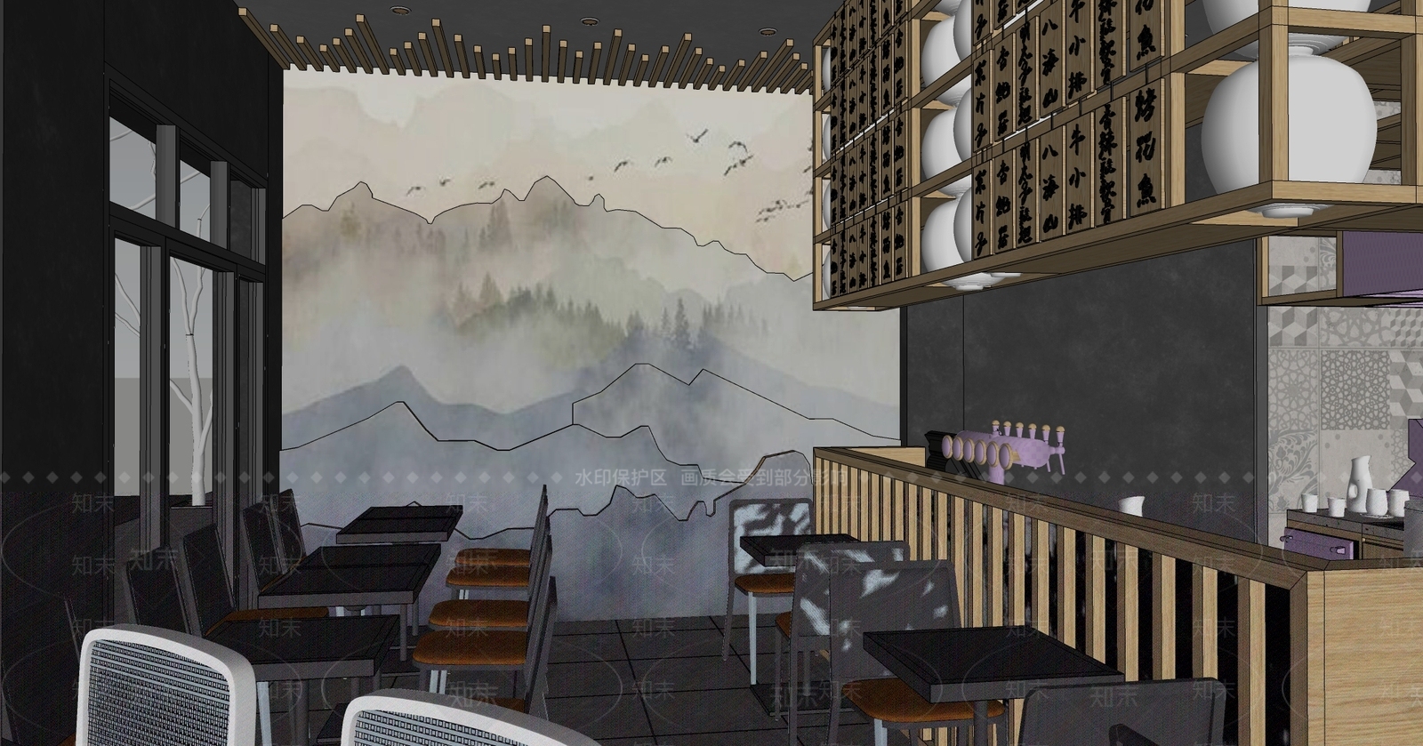 日式日韩料理店SU模型下载【ID:1144064714】