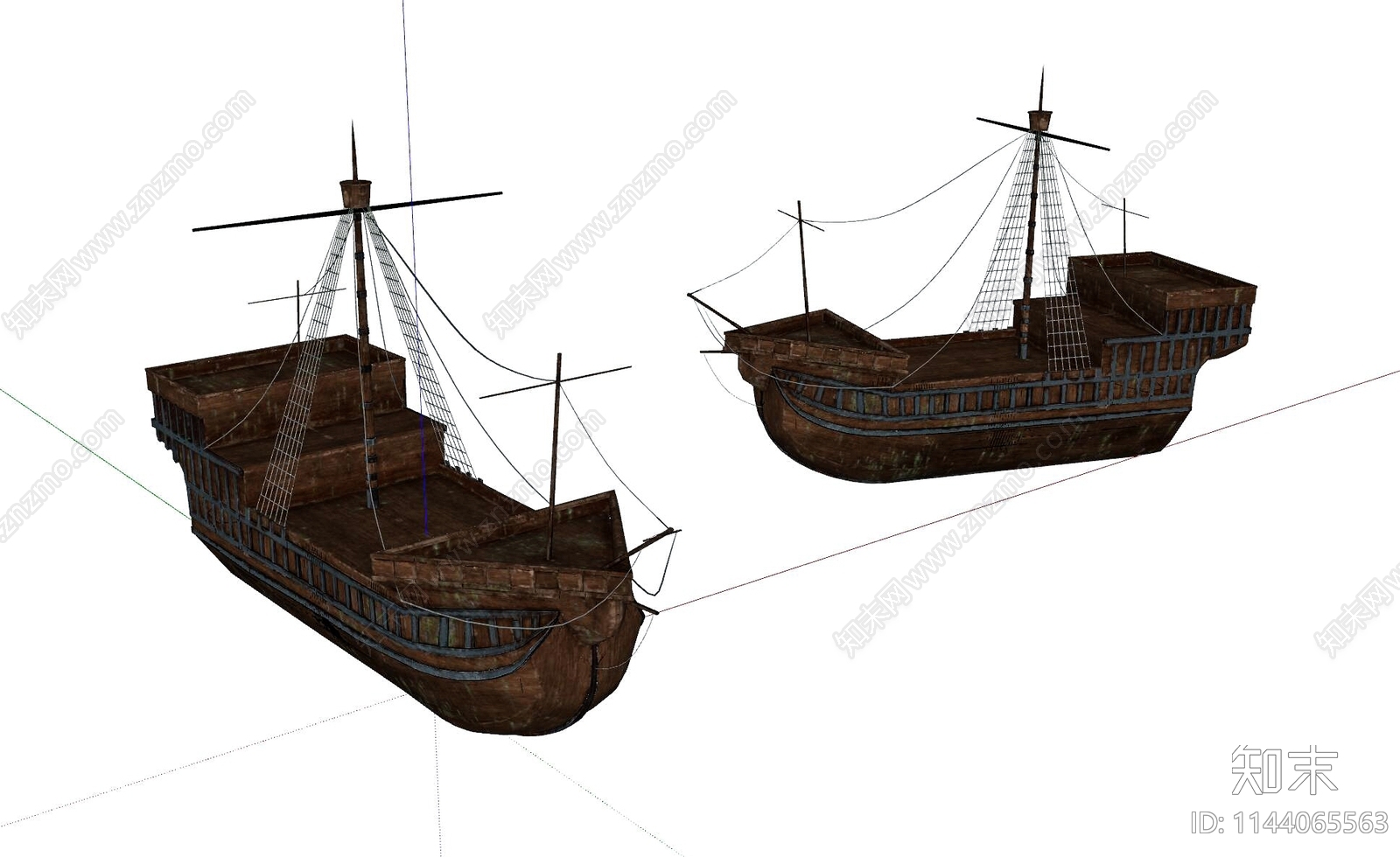 老旧木船SU模型下载【ID:1144065563】