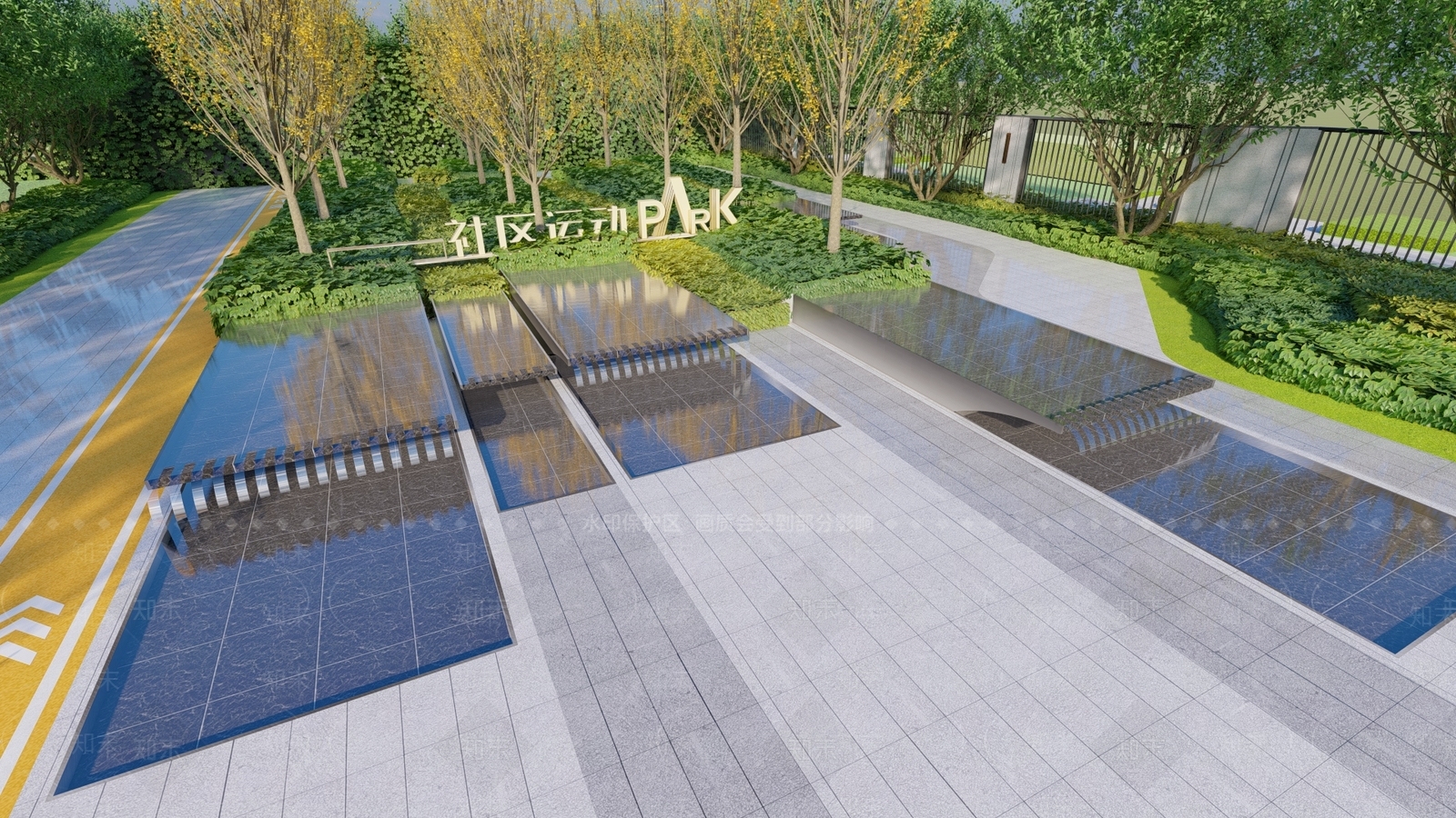 现代景观水景SU模型下载【ID:1144065584】