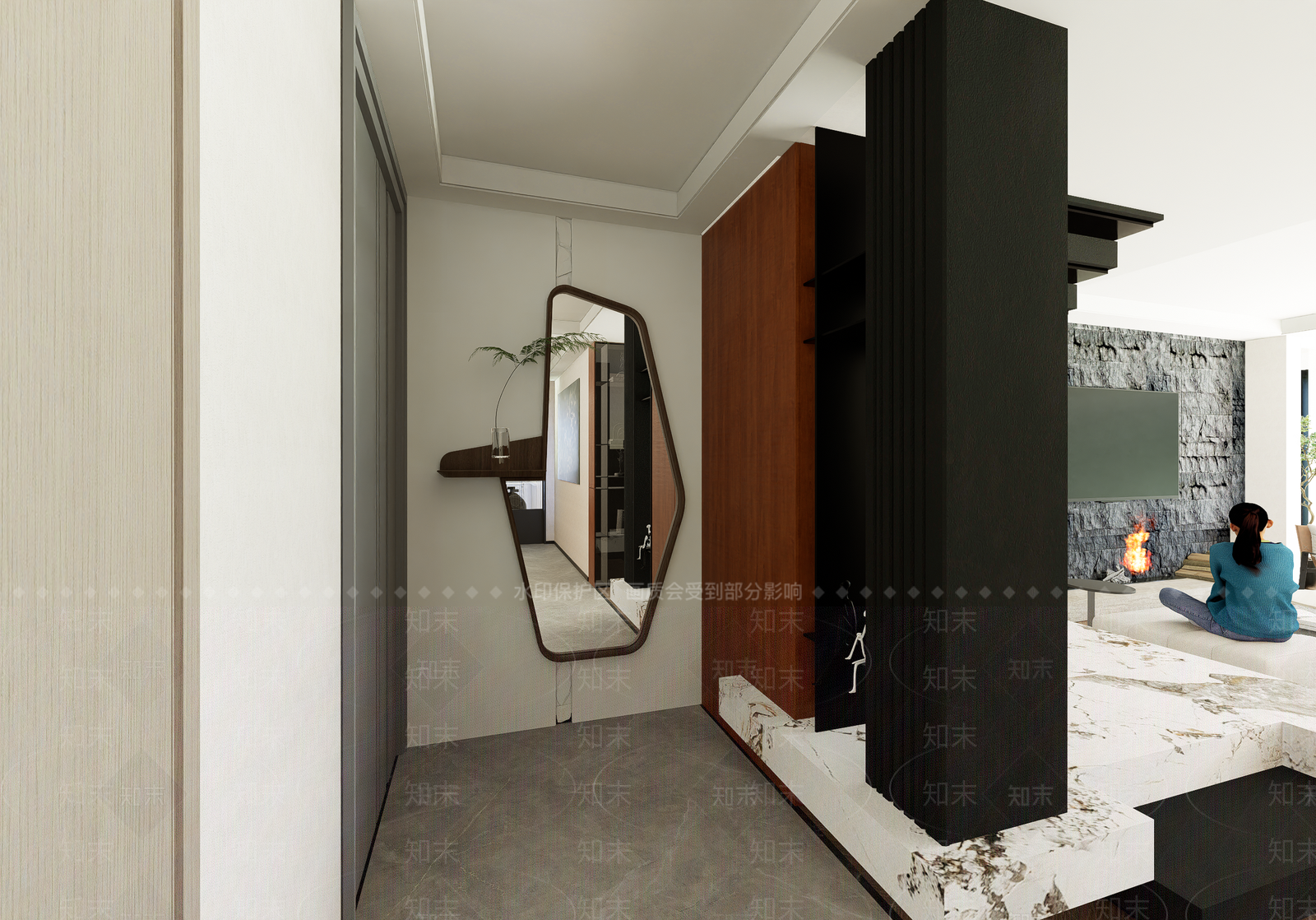 现代别墅客厅SU模型下载【ID:1145112865】