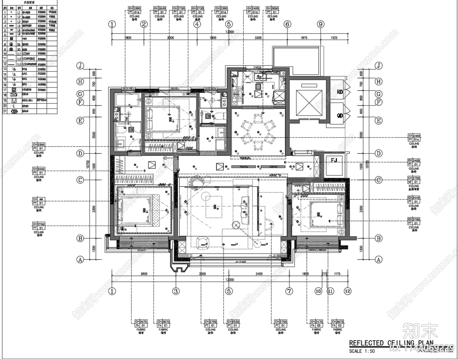 丹健国际天津招商143平层样板间cad施工图下载【ID:1144069229】