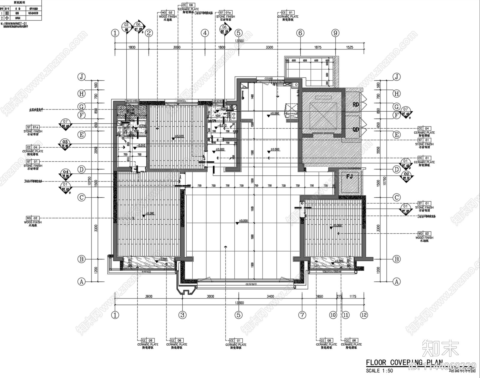 丹健国际天津招商143平层样板间cad施工图下载【ID:1144069229】