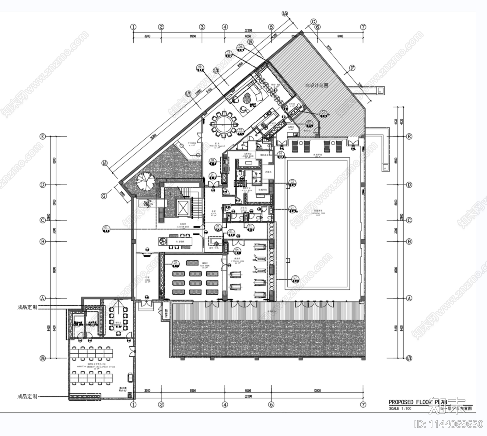 丹健国际南京江心洲会所室内施工图下载【ID:1144069650】