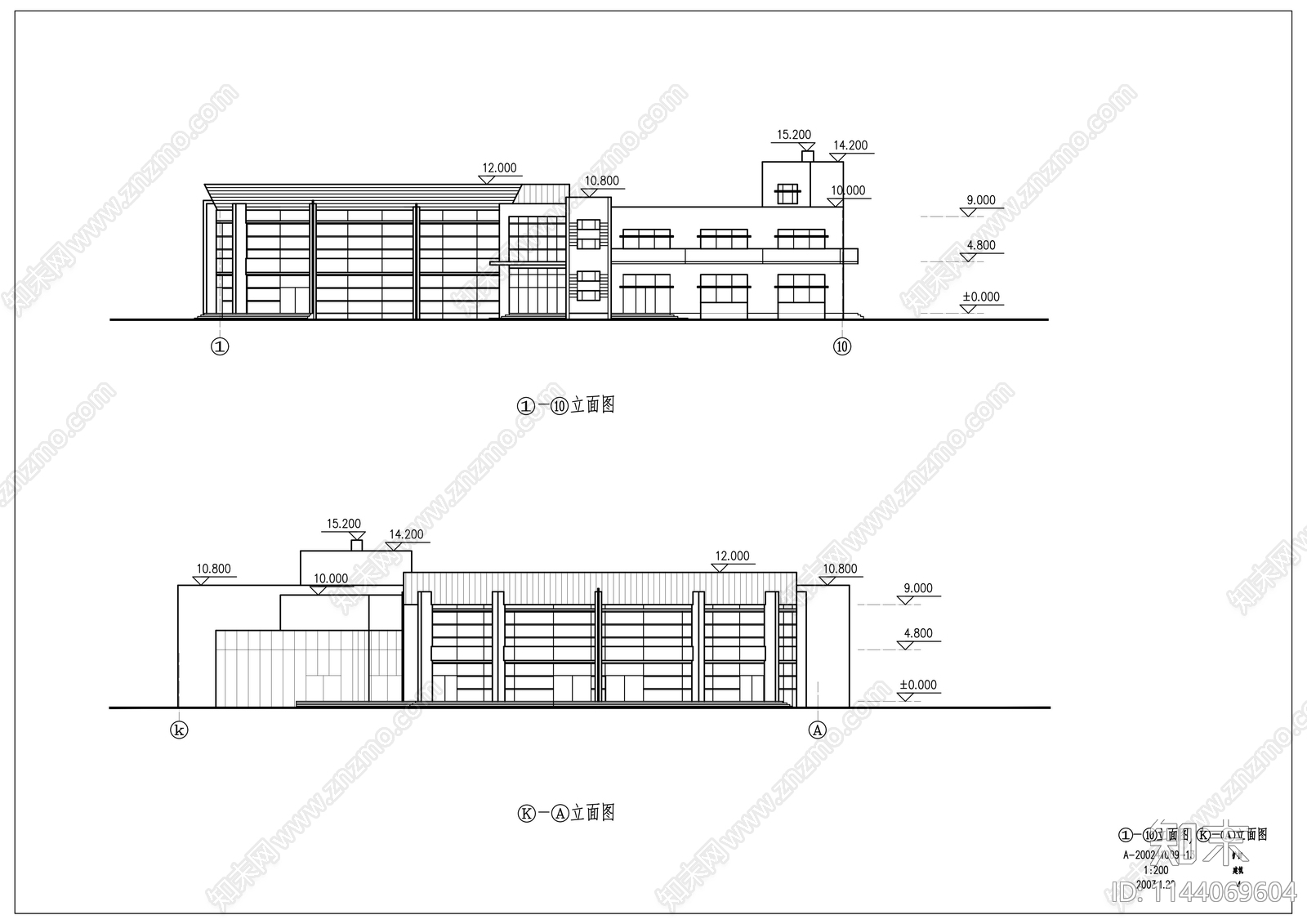 中学食堂建筑cad施工图下载【ID:1144069604】