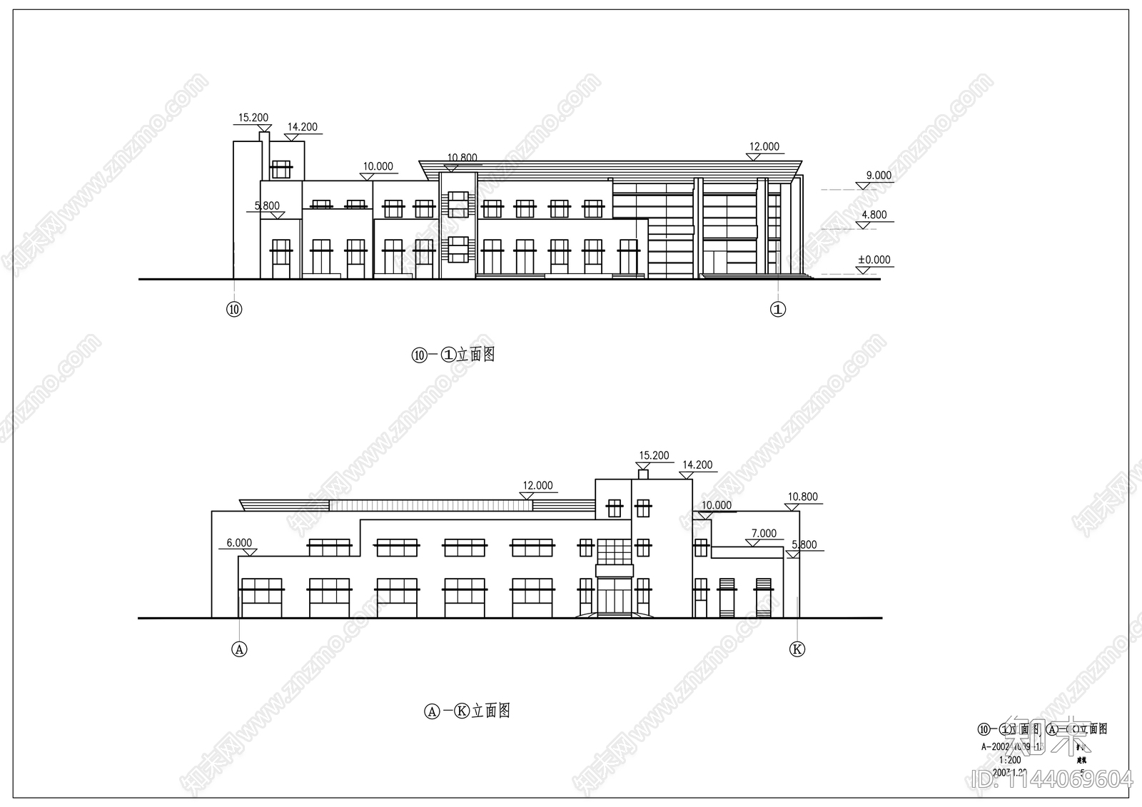 中学食堂建筑cad施工图下载【ID:1144069604】