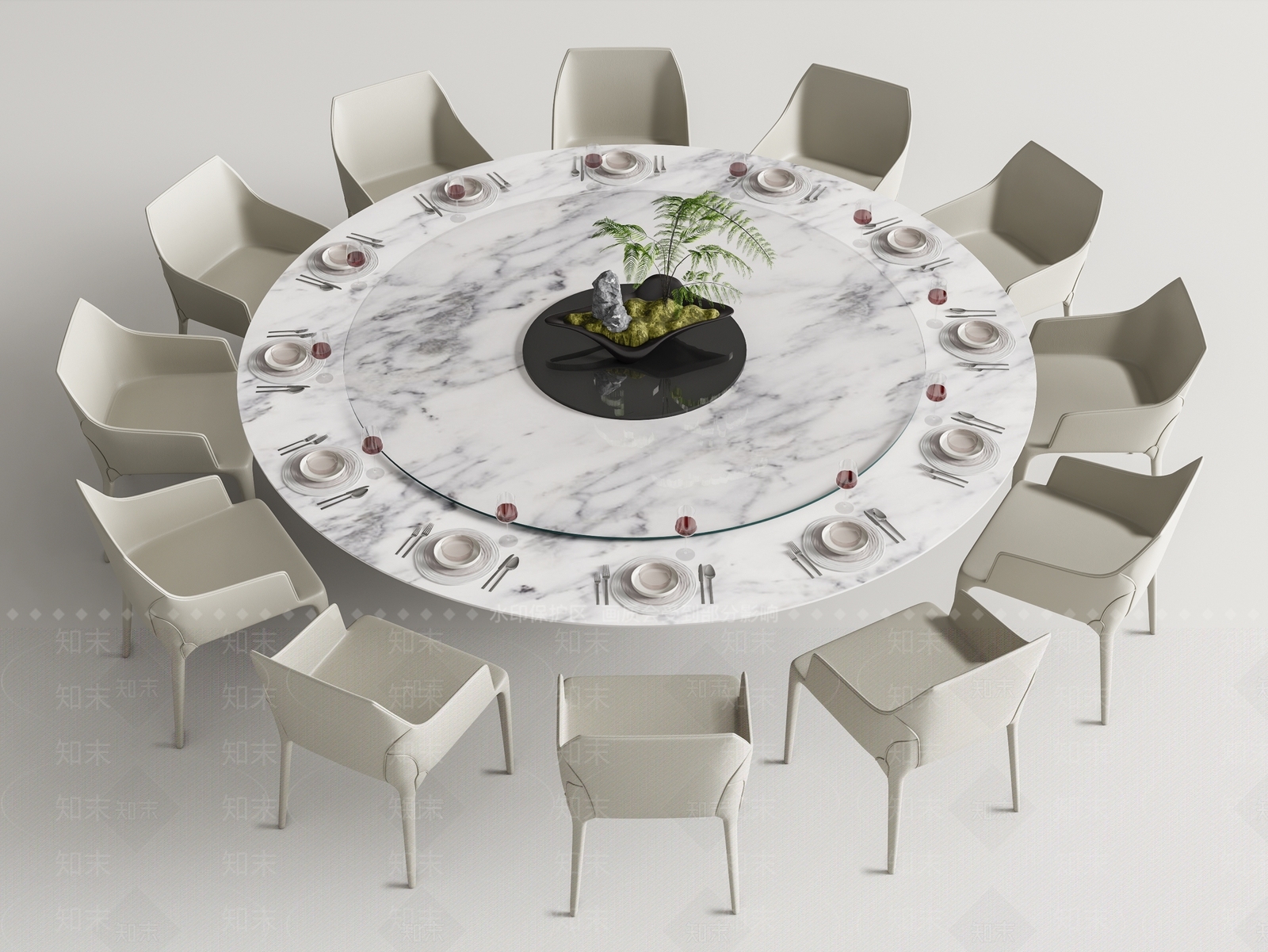 现代圆桌餐桌SU模型下载【ID:1144070598】