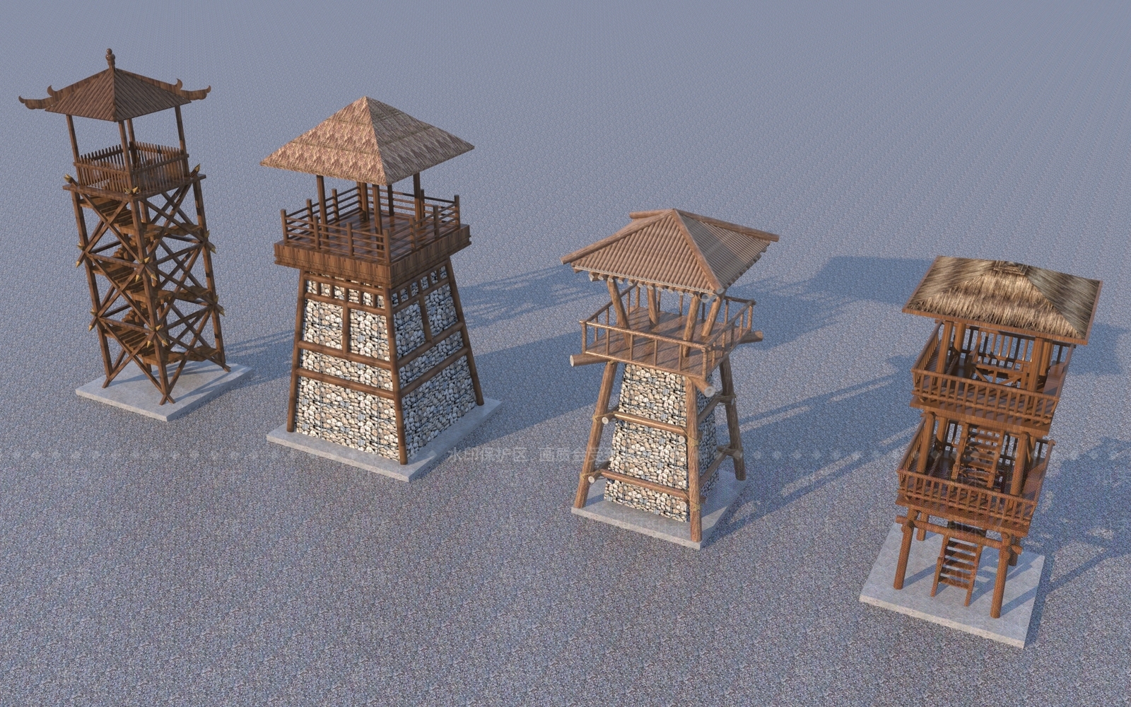 中式瞭望观景塔3D模型下载【ID:1144070910】
