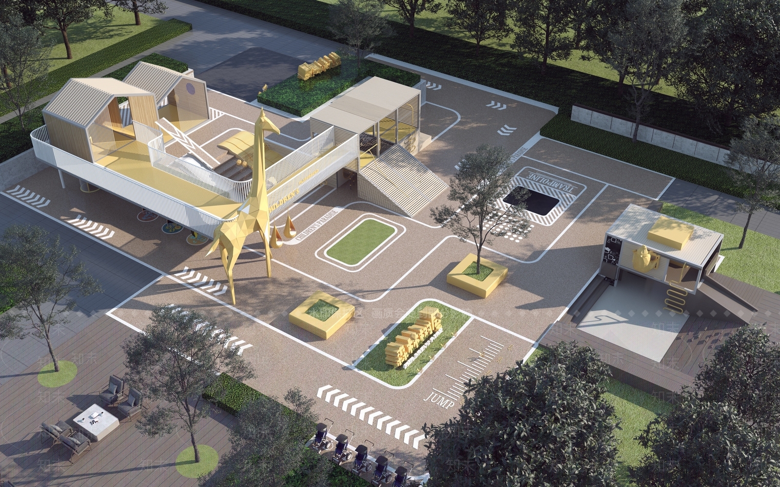 现代儿童活动场地3D模型下载【ID:1144073228】