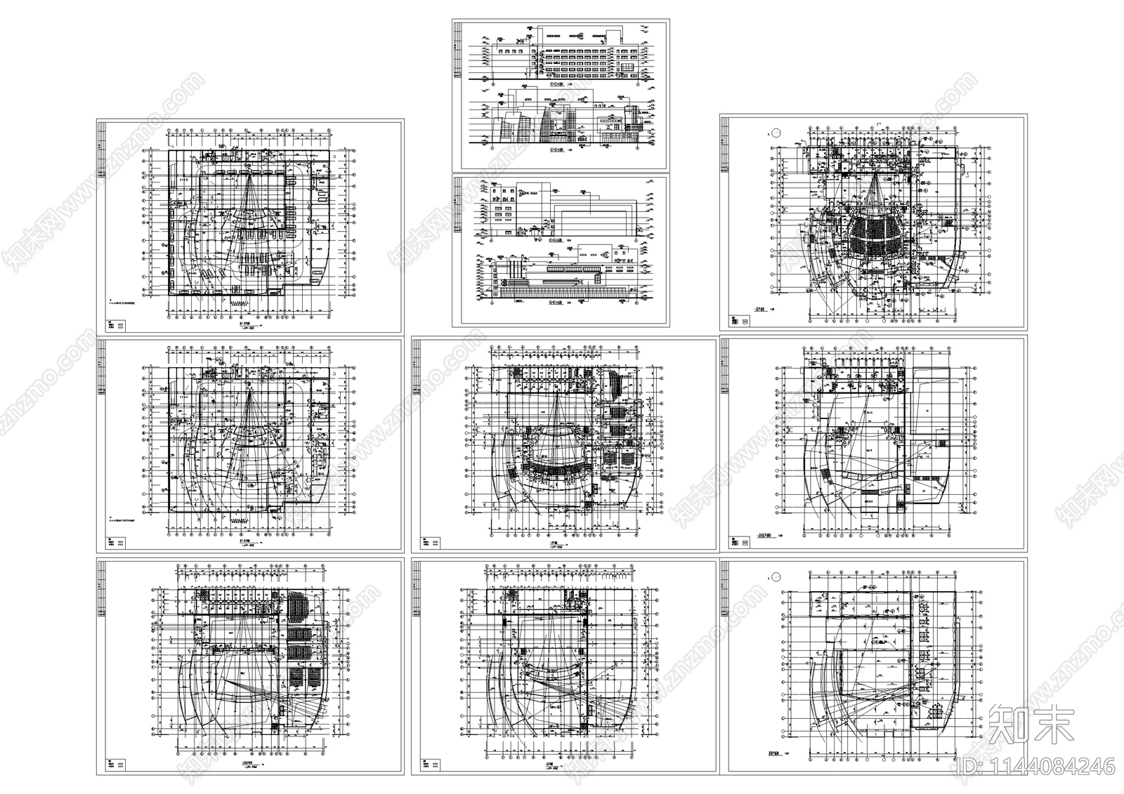 影剧院建筑cad施工图下载【ID:1144084246】