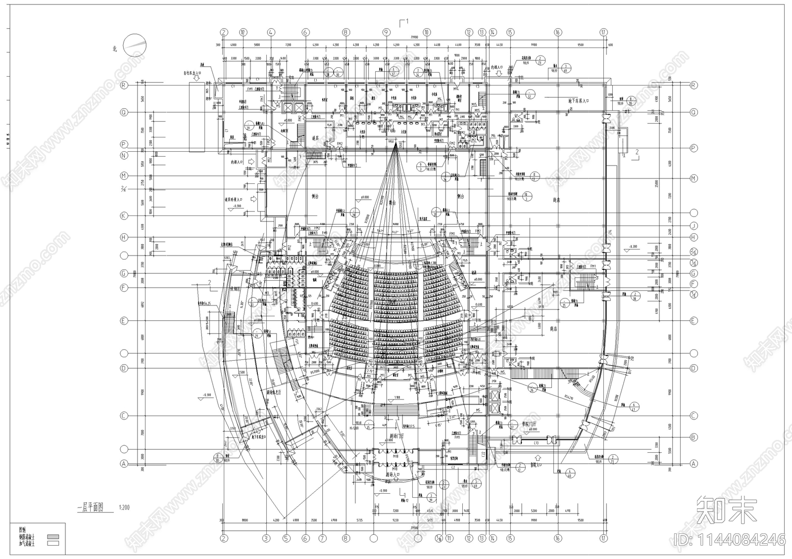 影剧院建筑cad施工图下载【ID:1144084246】