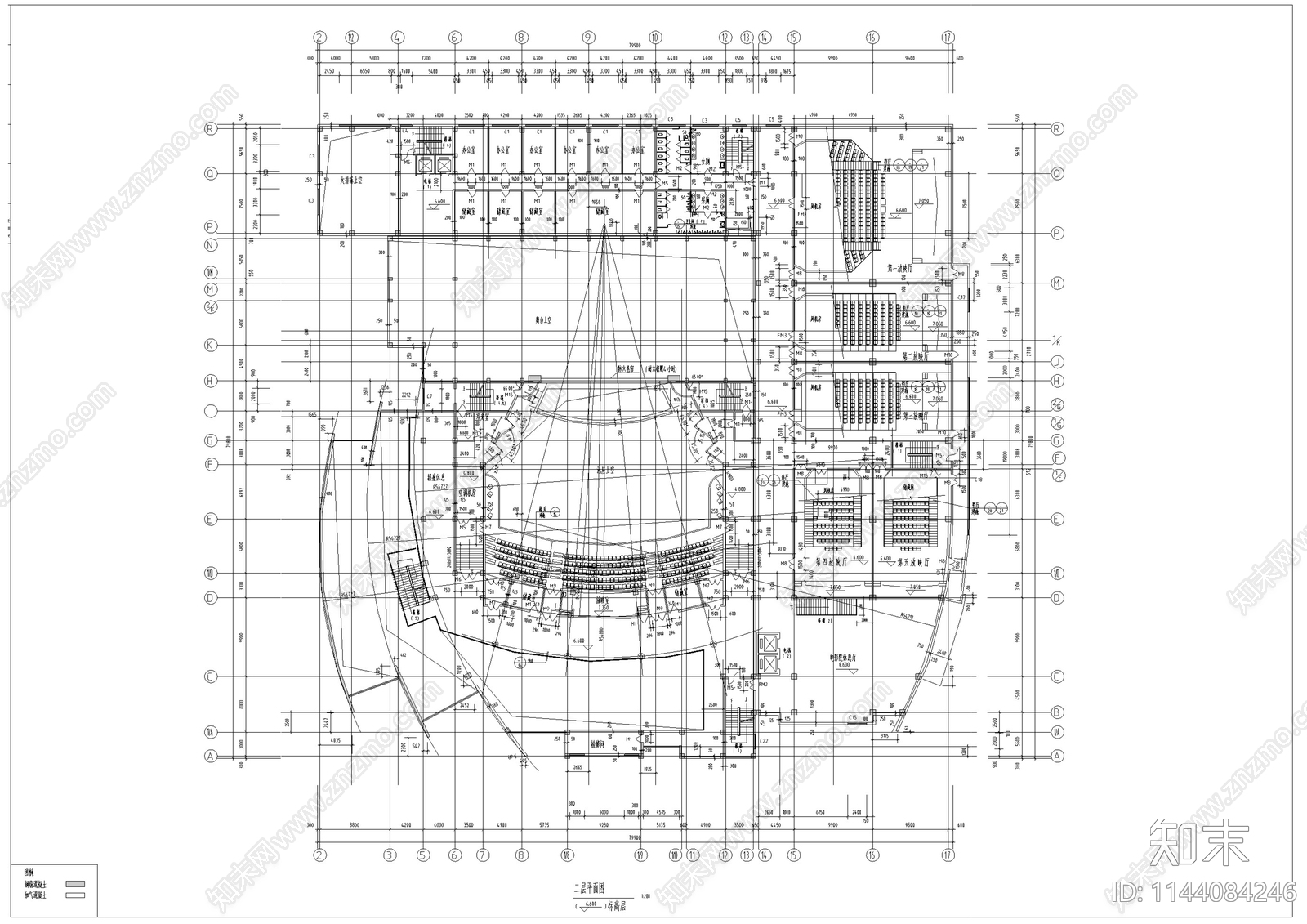 影剧院建筑cad施工图下载【ID:1144084246】