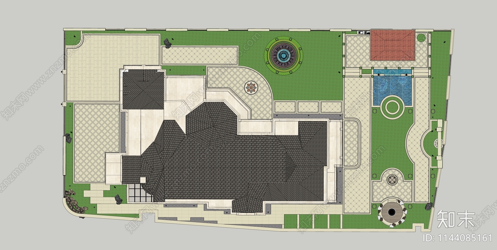 欧式庭院花园SU模型下载【ID:1144085161】
