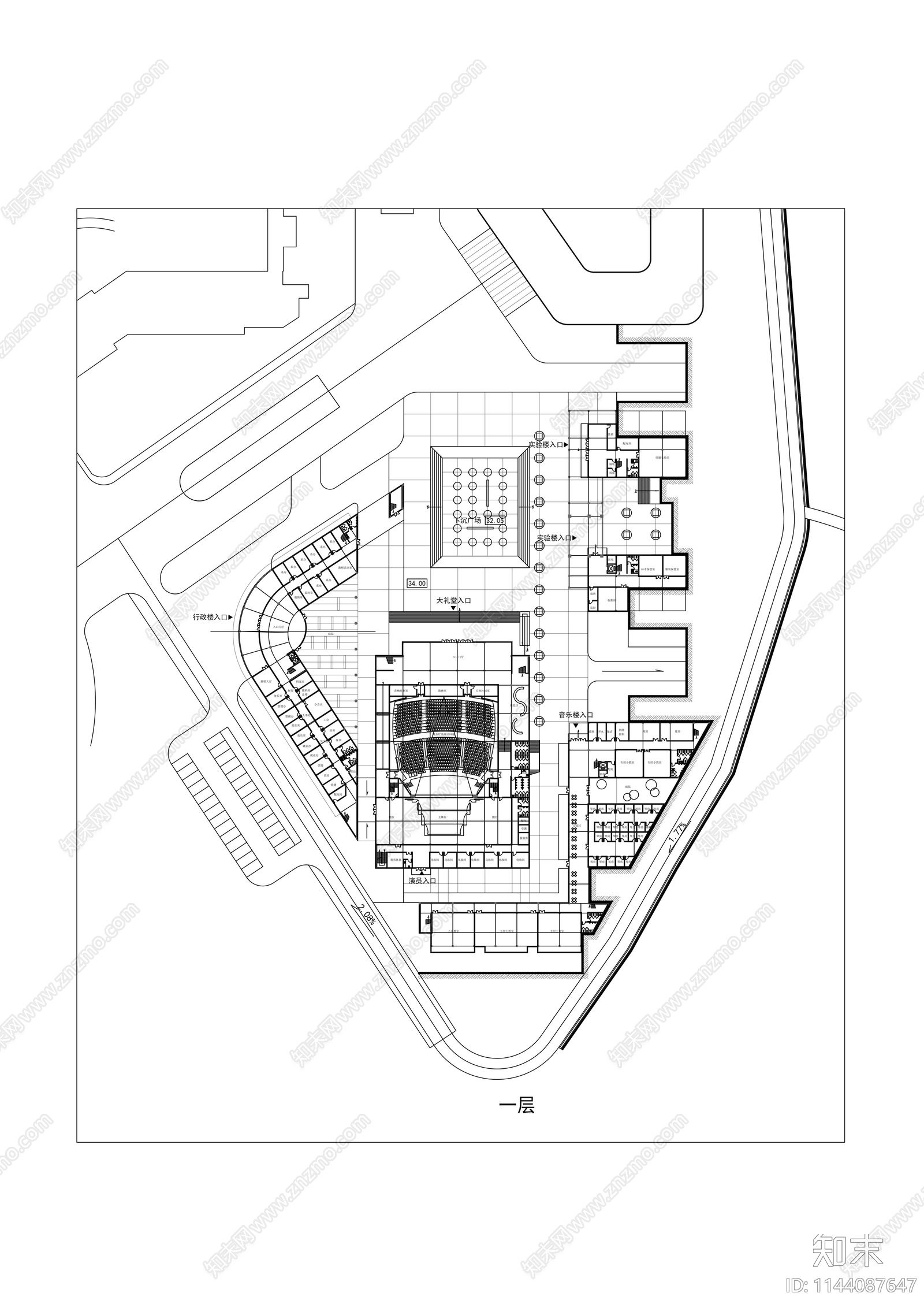 南师大中北学院学校建筑cad施工图下载【ID:1144087647】