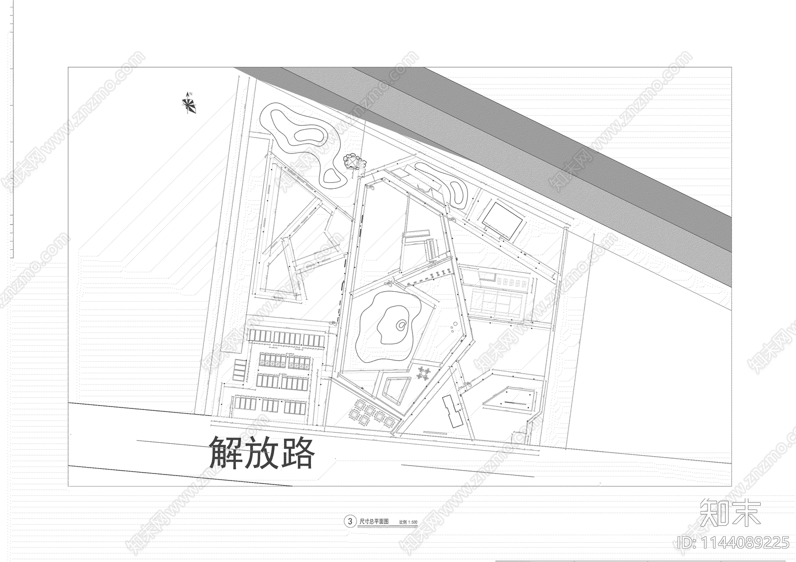 口袋公园景观cad施工图下载【ID:1144089225】