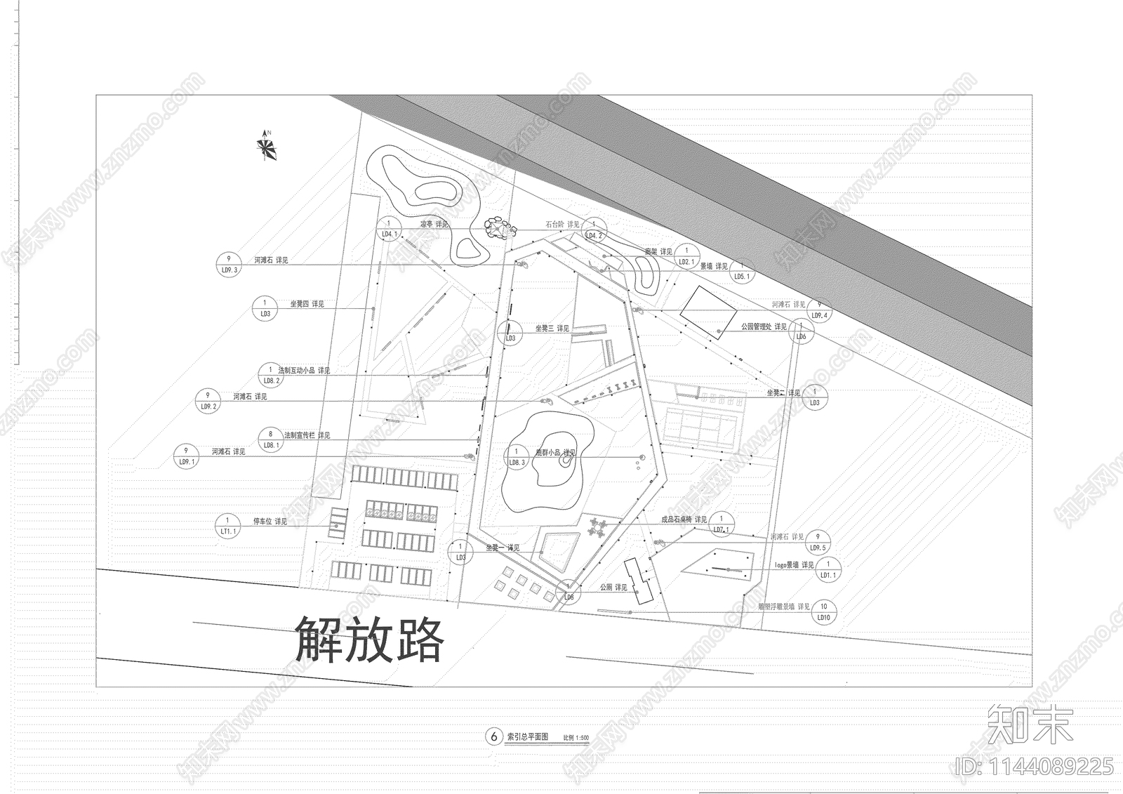 口袋公园景观cad施工图下载【ID:1144089225】